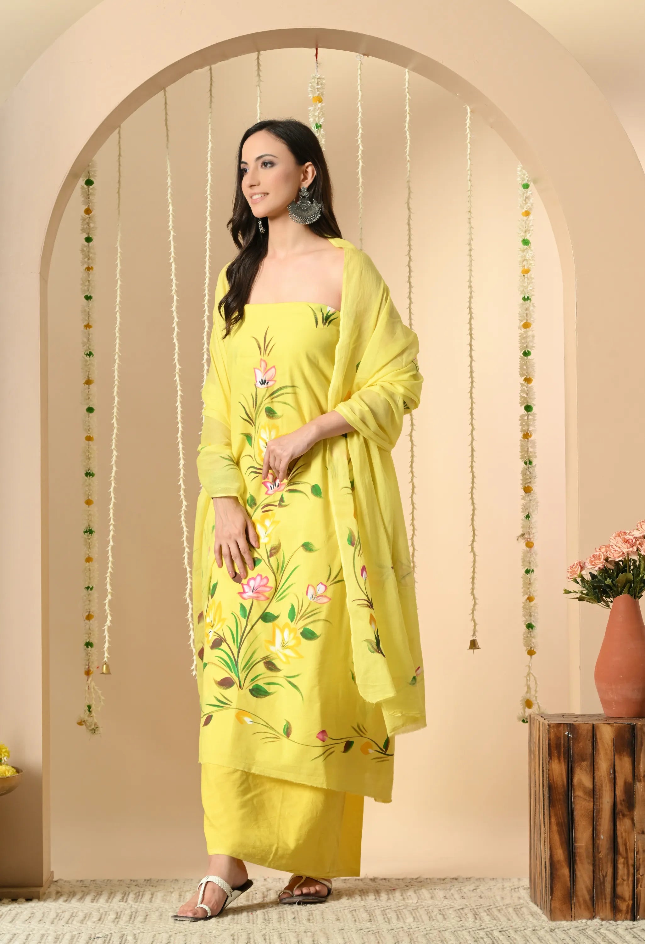 Lemon yellow salwar suit
