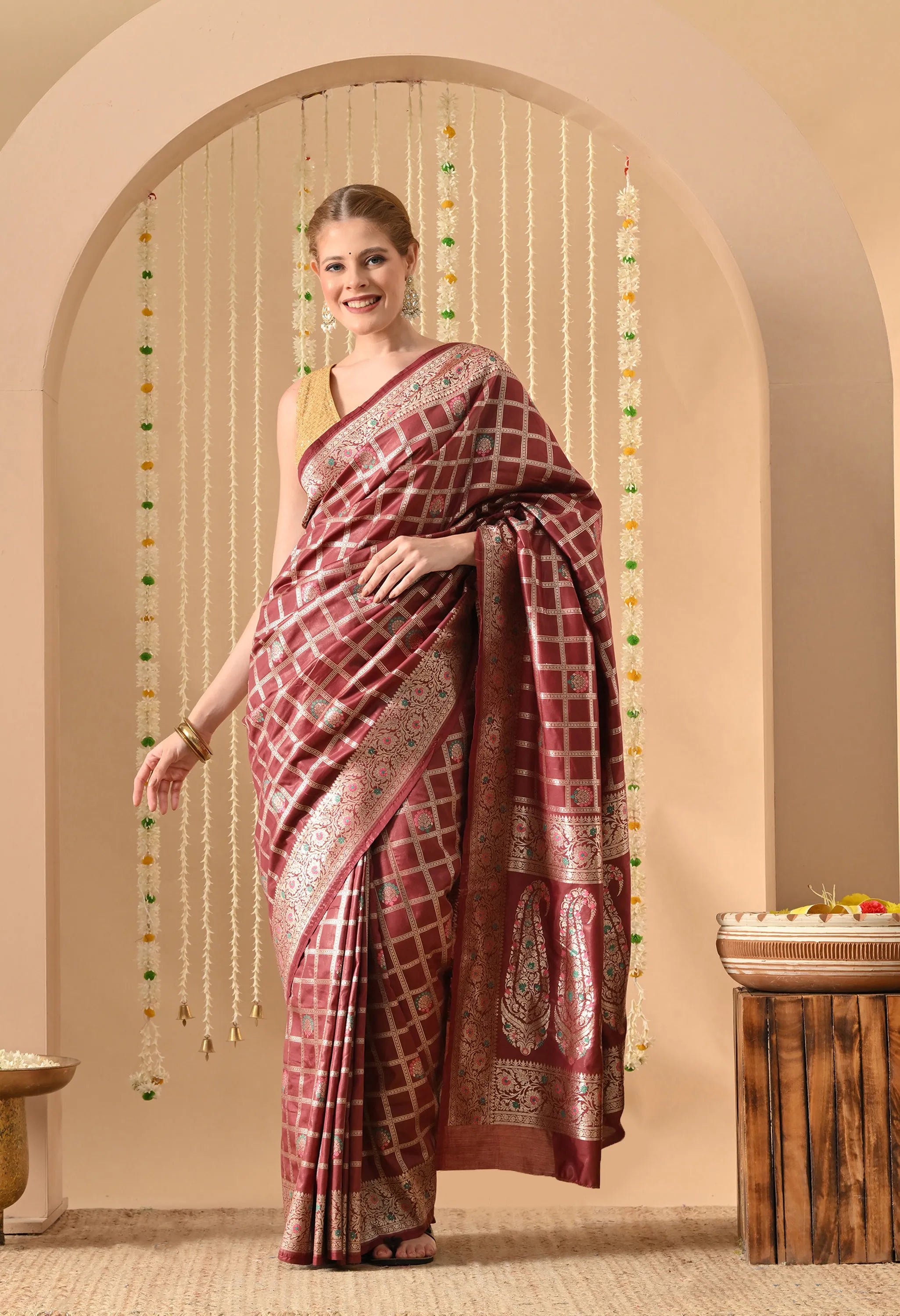 Maroon Silk Saree