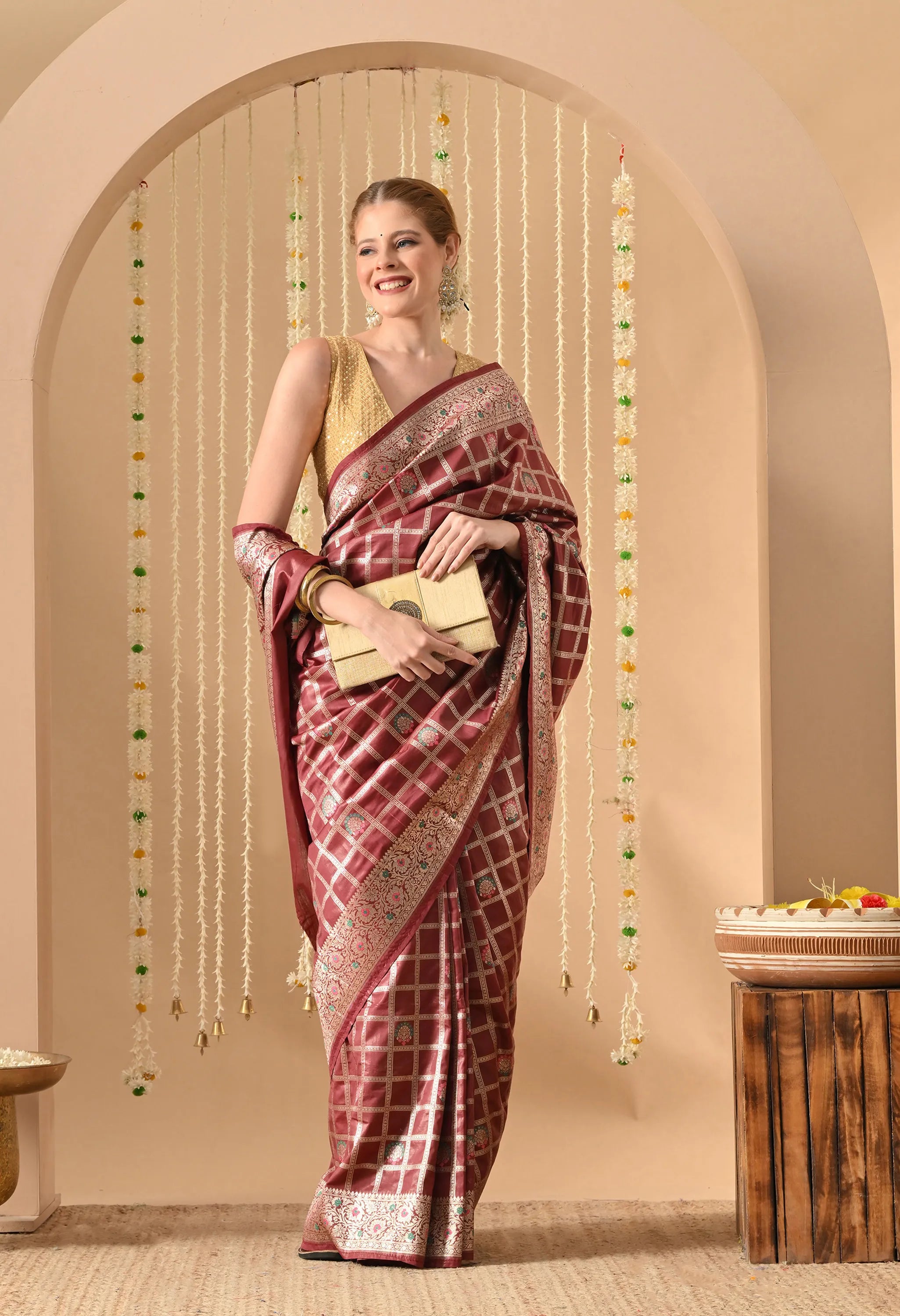Maroon Silk Saree