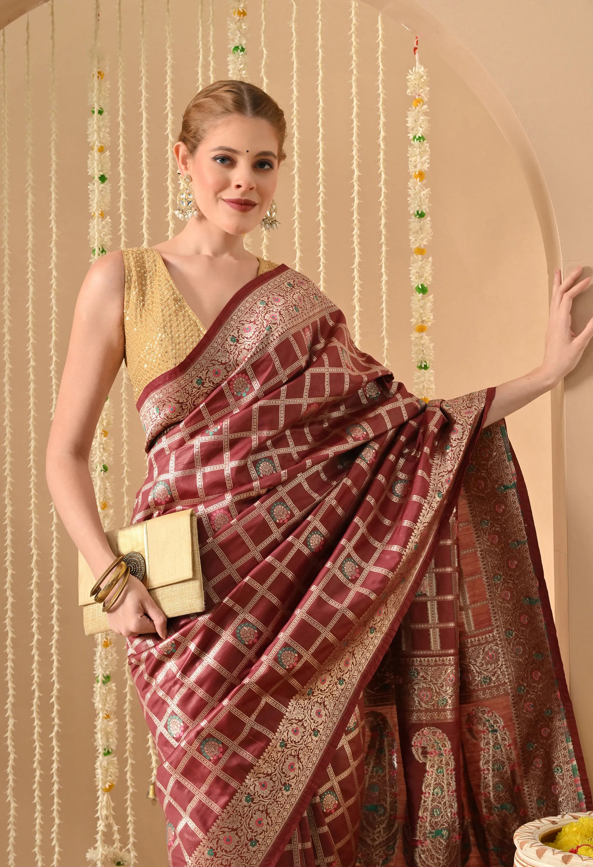 Maroon Silk Saree