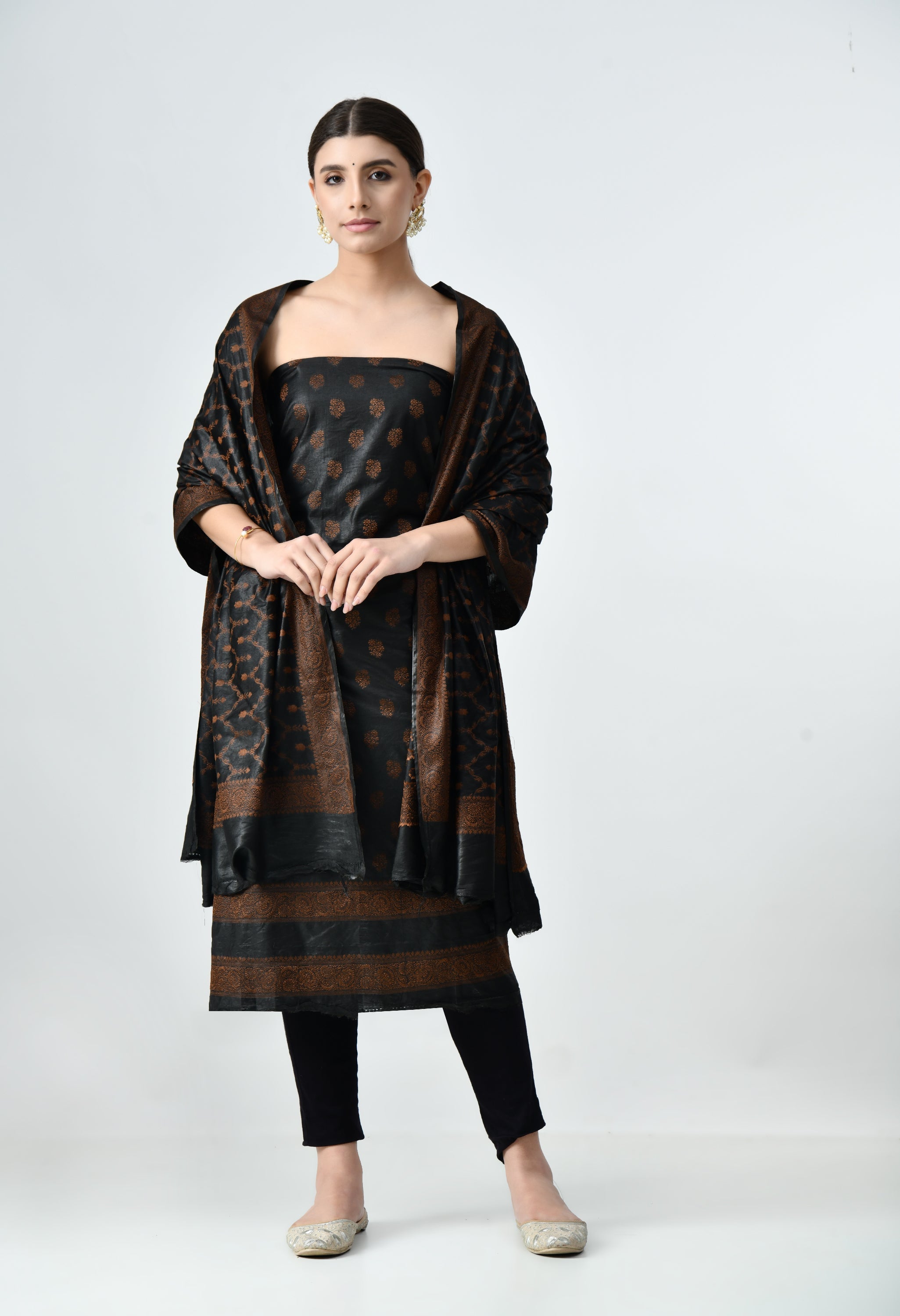 Muga silk unstitched suit material