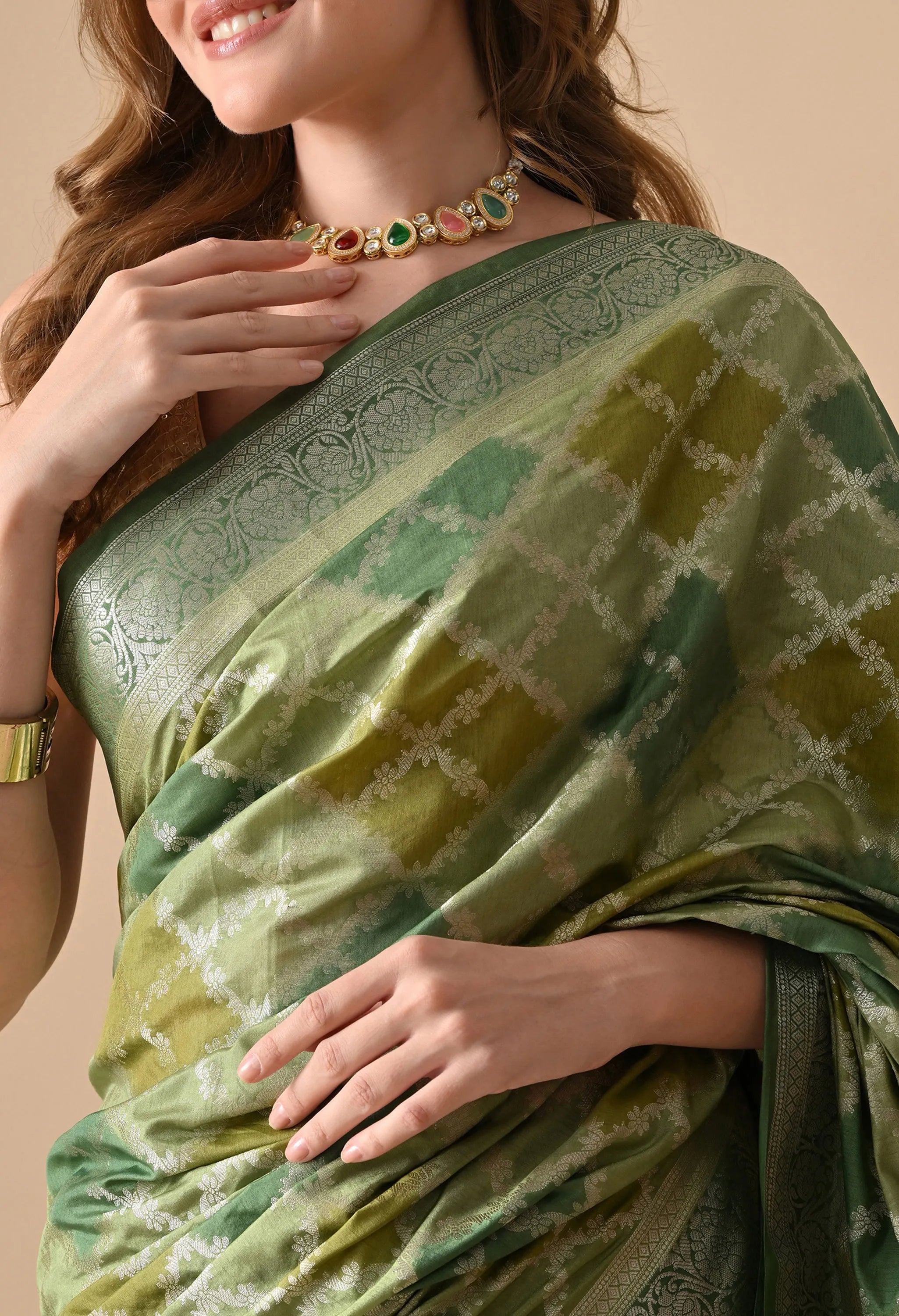 Green Multicolor Rangkat Silk Saree