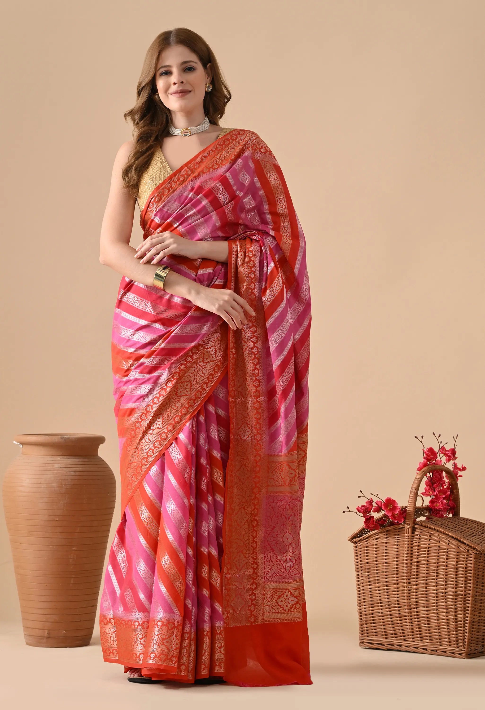 Multicolor Rangkat Silk Saree