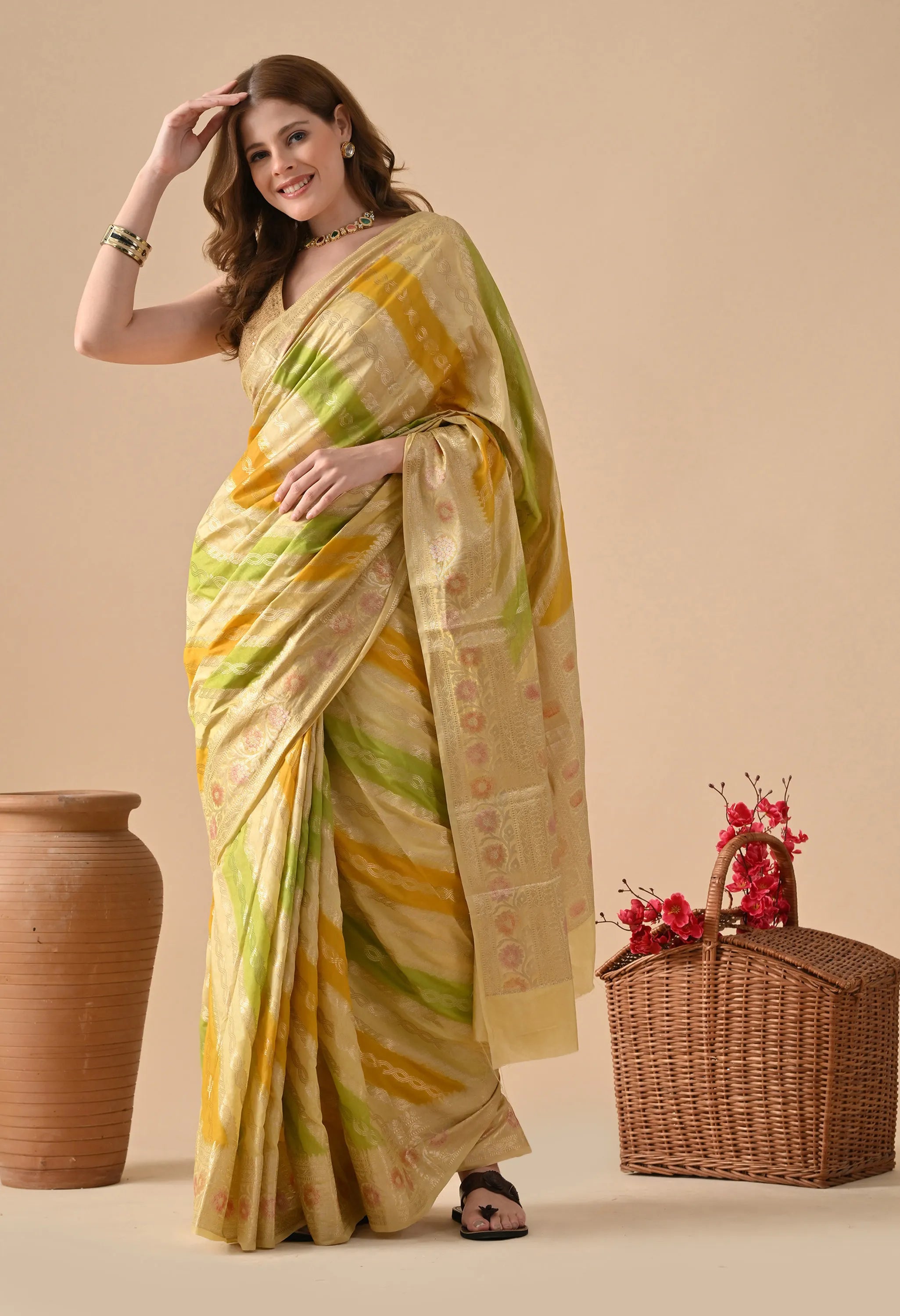 Multicolor Rangkat Silk Saree