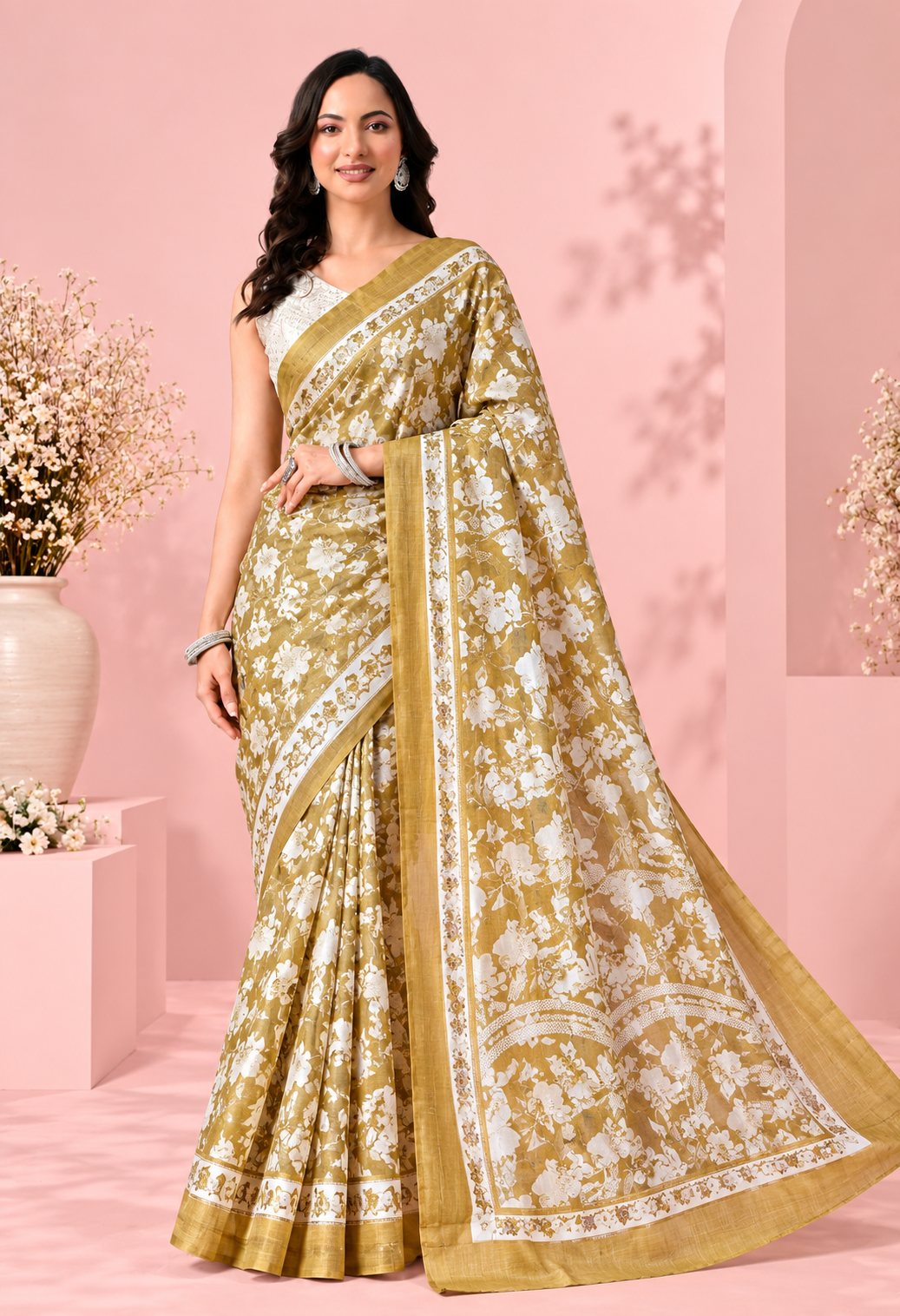 Pair it with a matching mustard blouse, statement gold jewellery and embellished heels for a graceful festive look.
