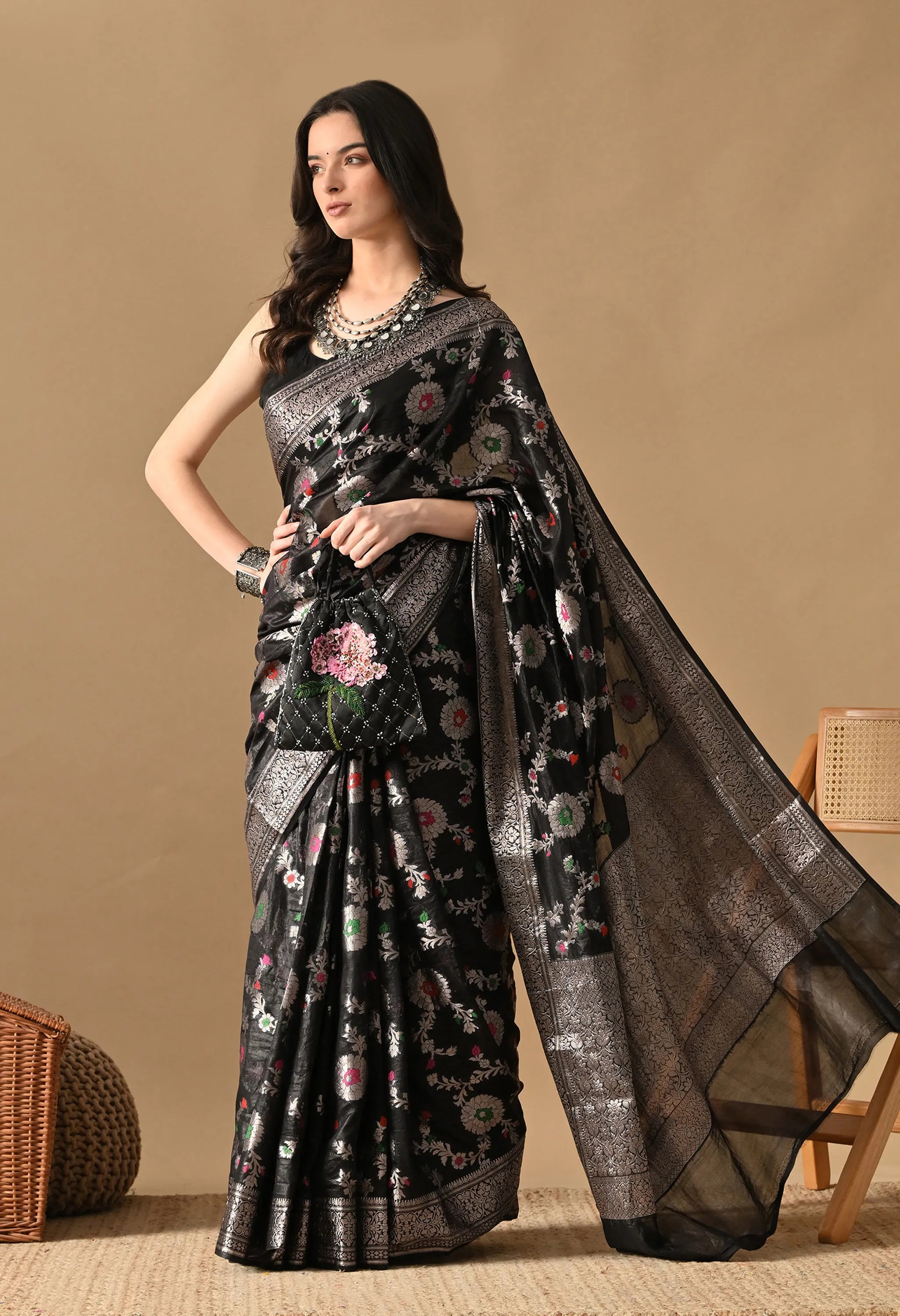 Banarasi Silk Black Saree