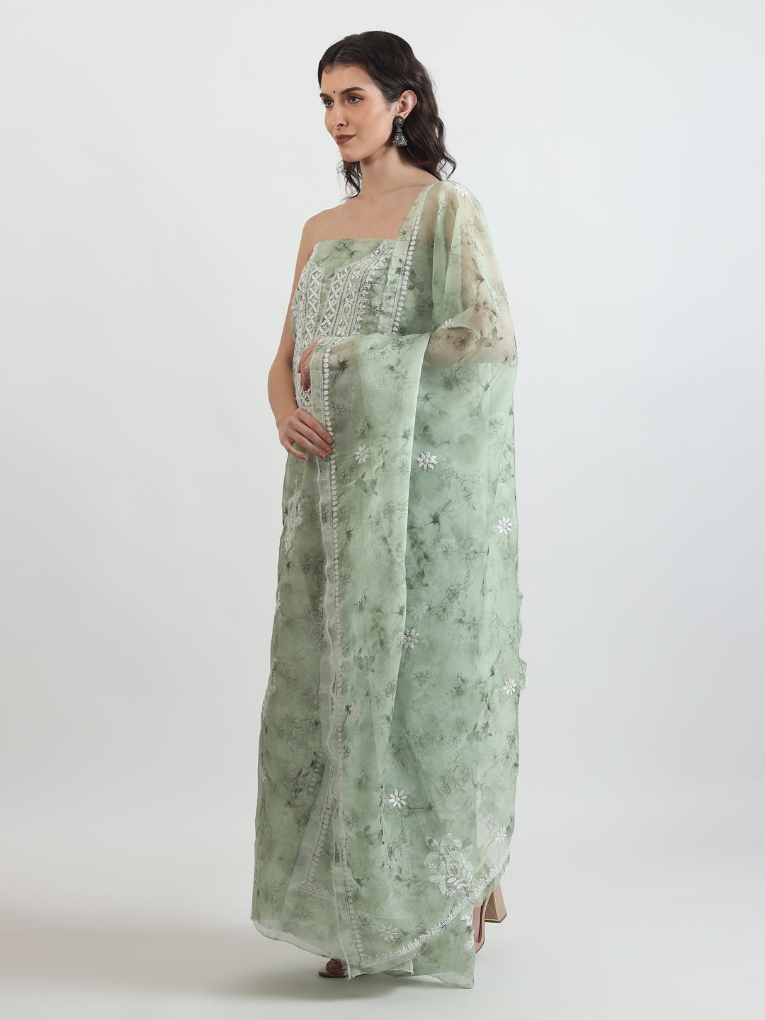  Organza chikankari Suit Set