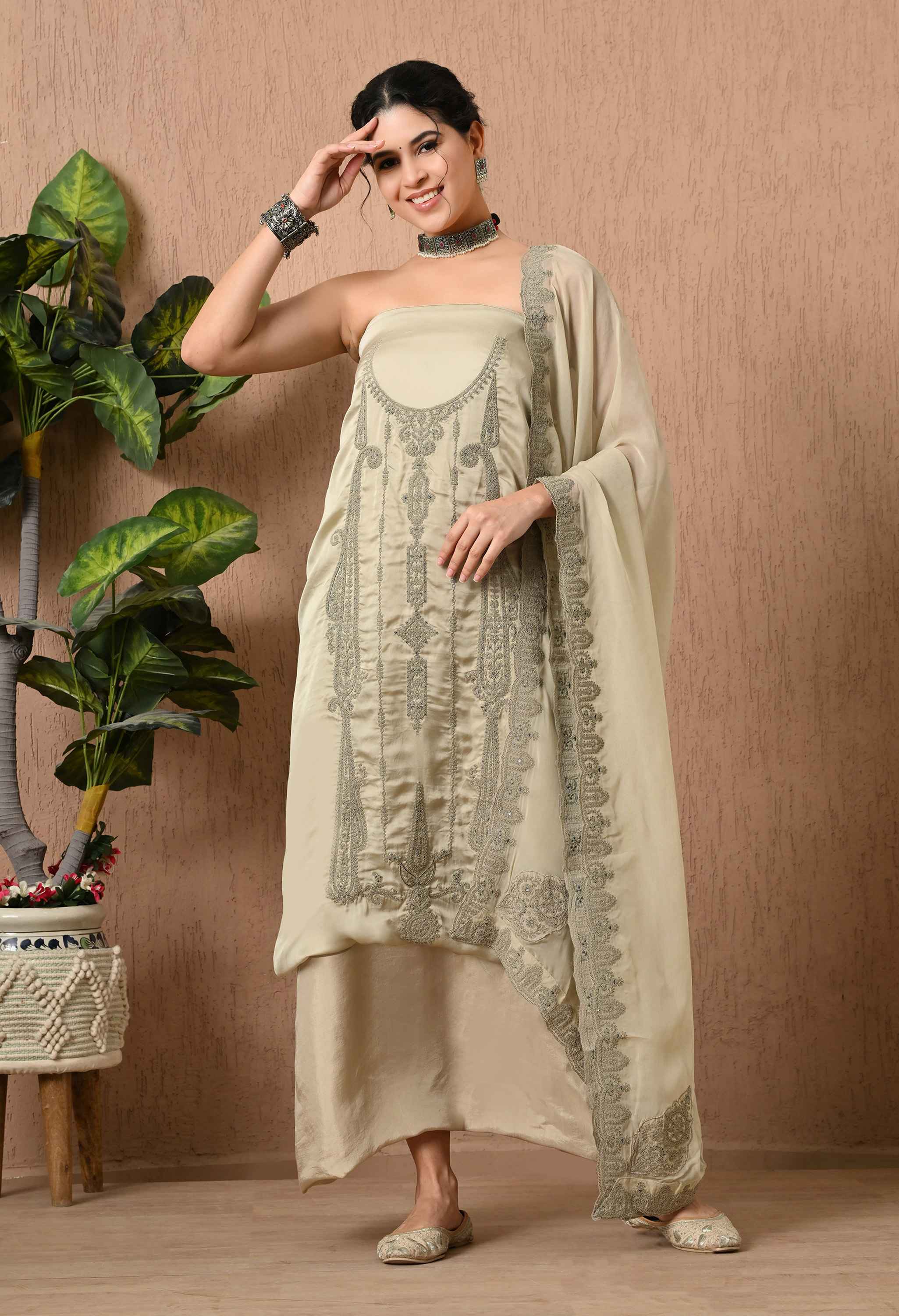 Organza satin salwar kameez