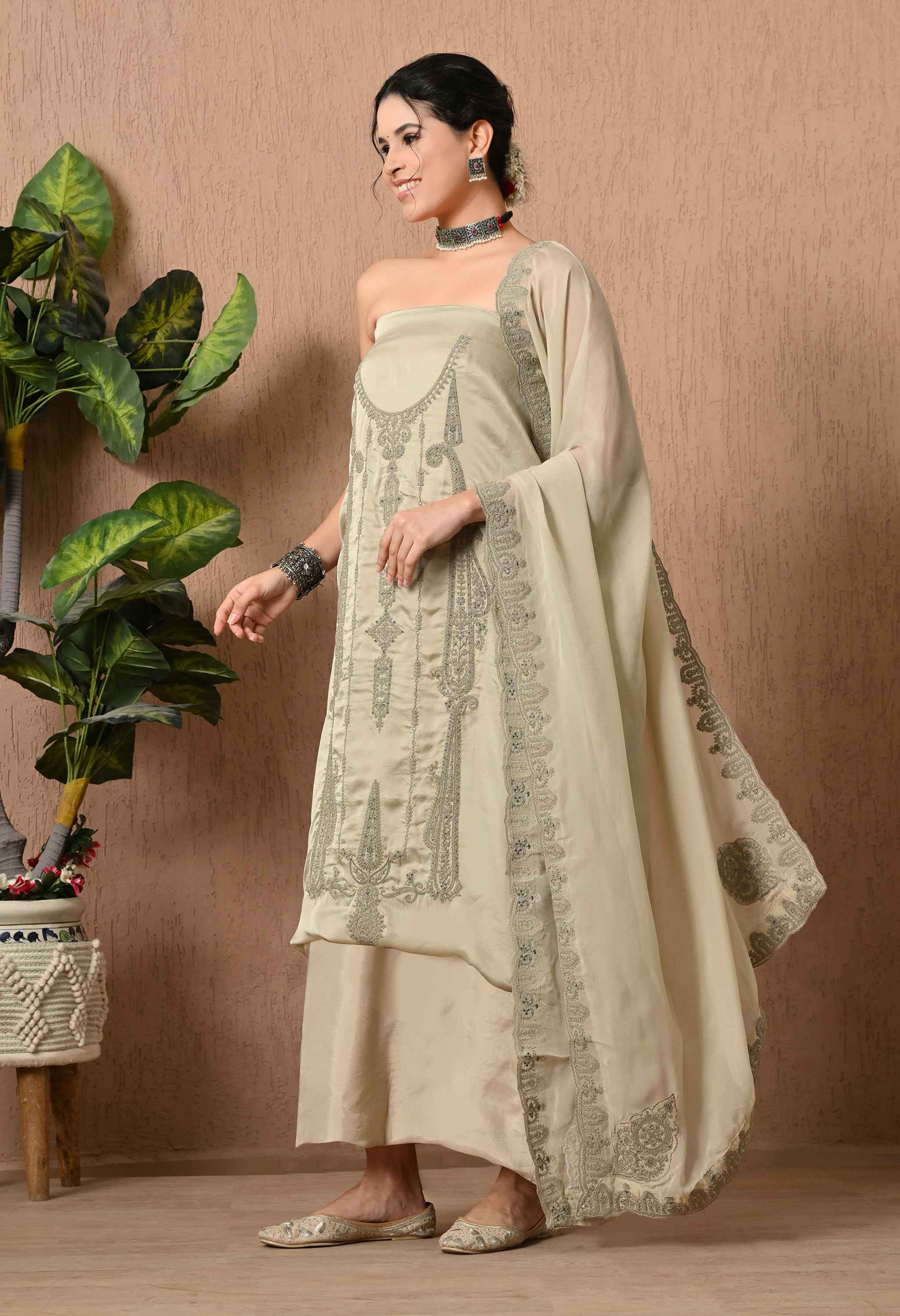 Organza satin salwar kameez
