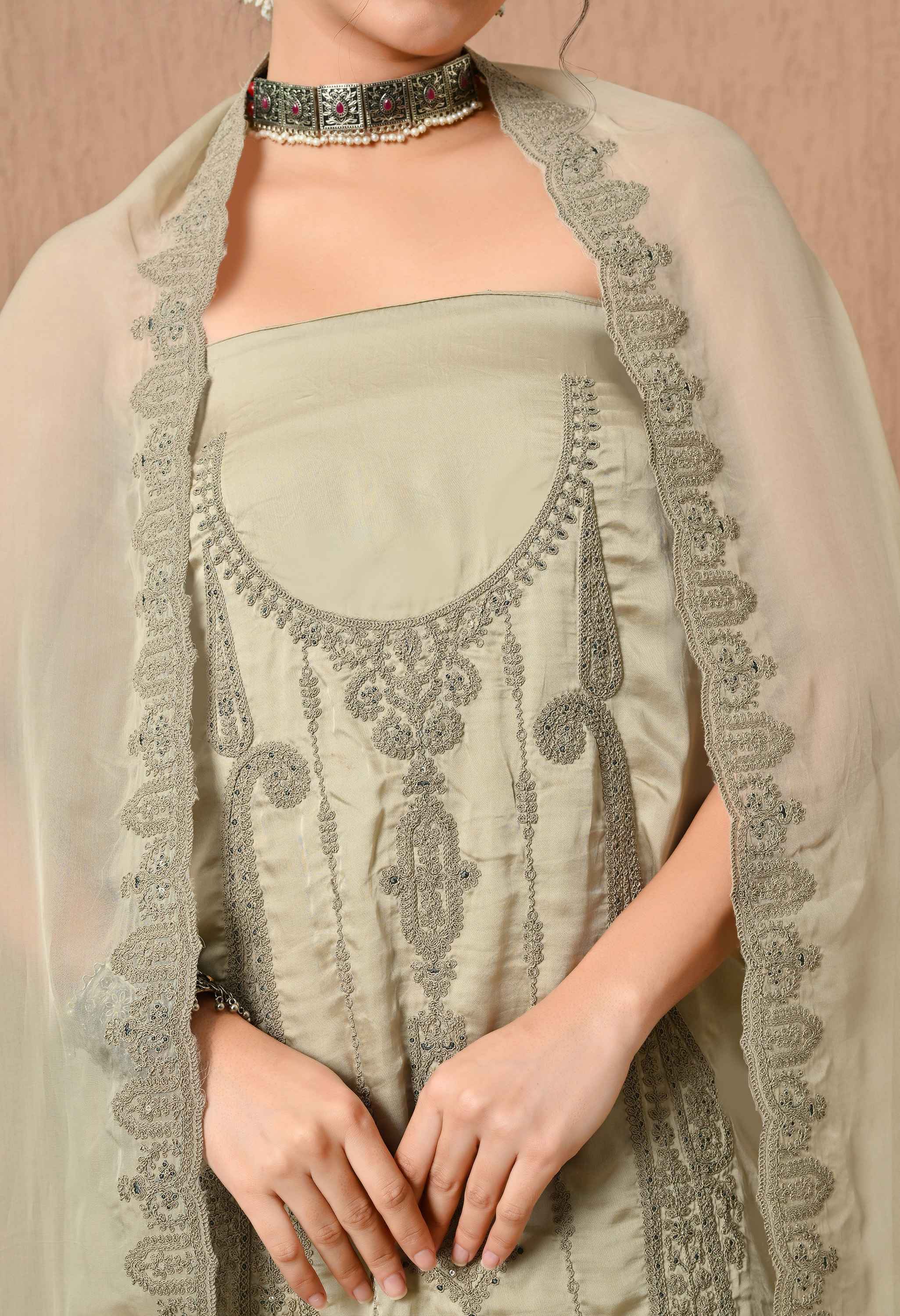 Organza satin salwar kameez