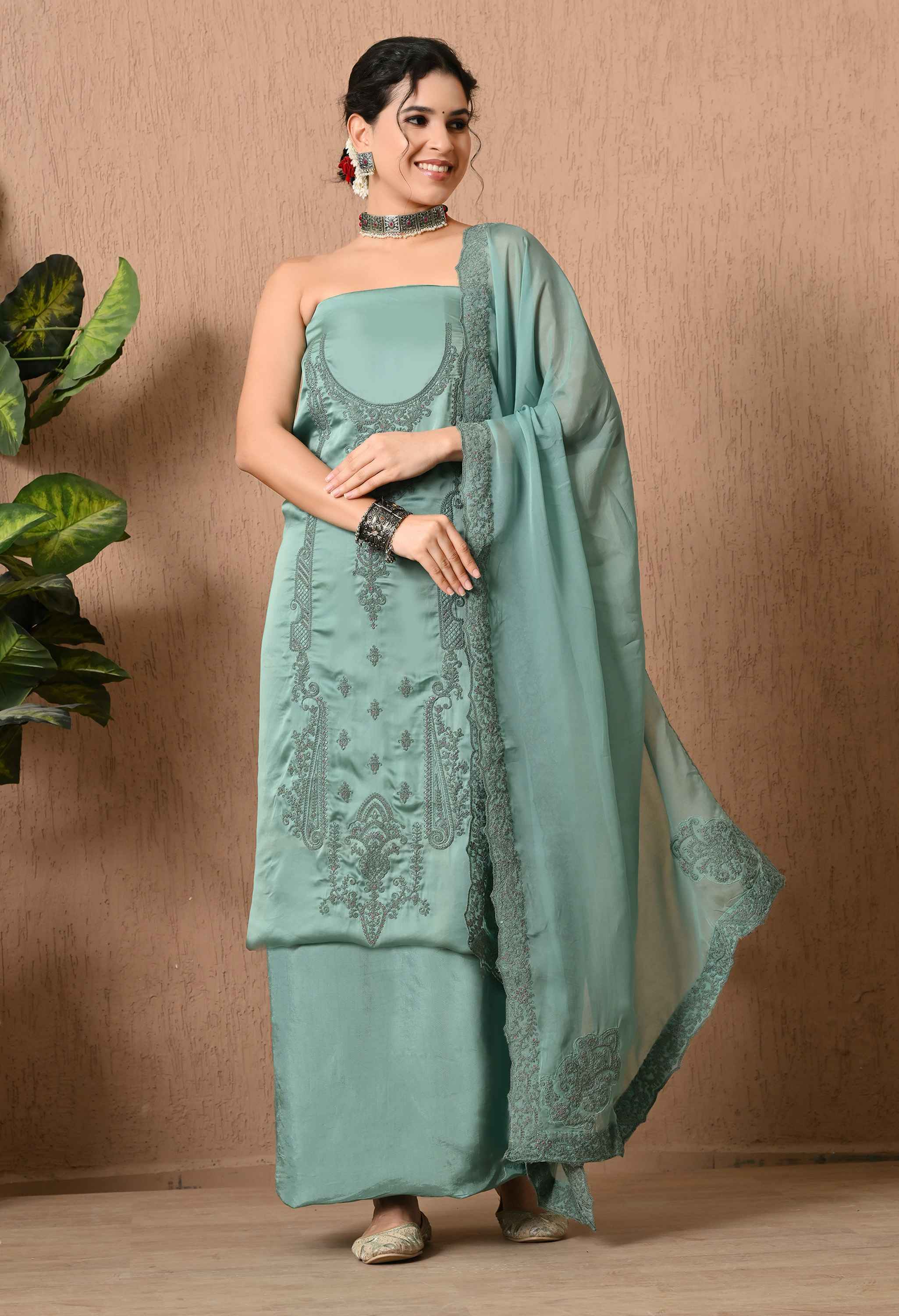 Organza satin suit sets