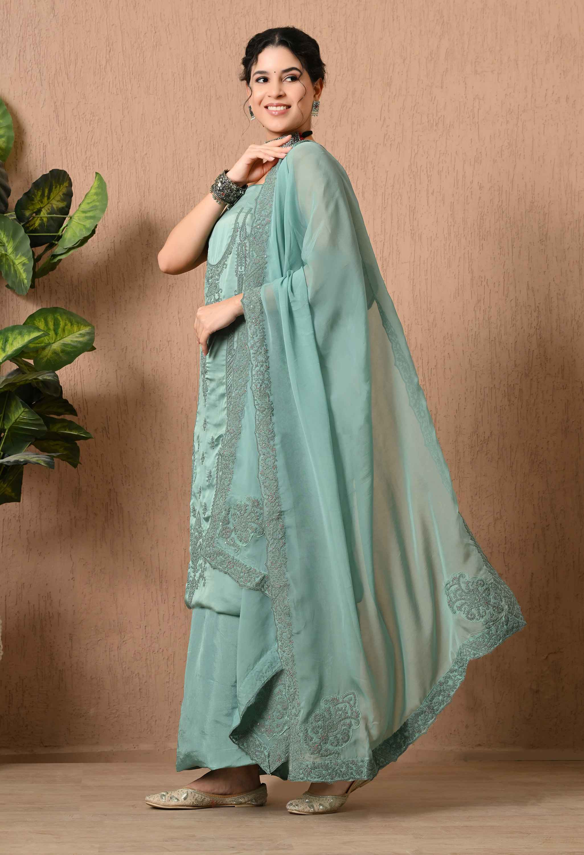 Organza satin suit sets