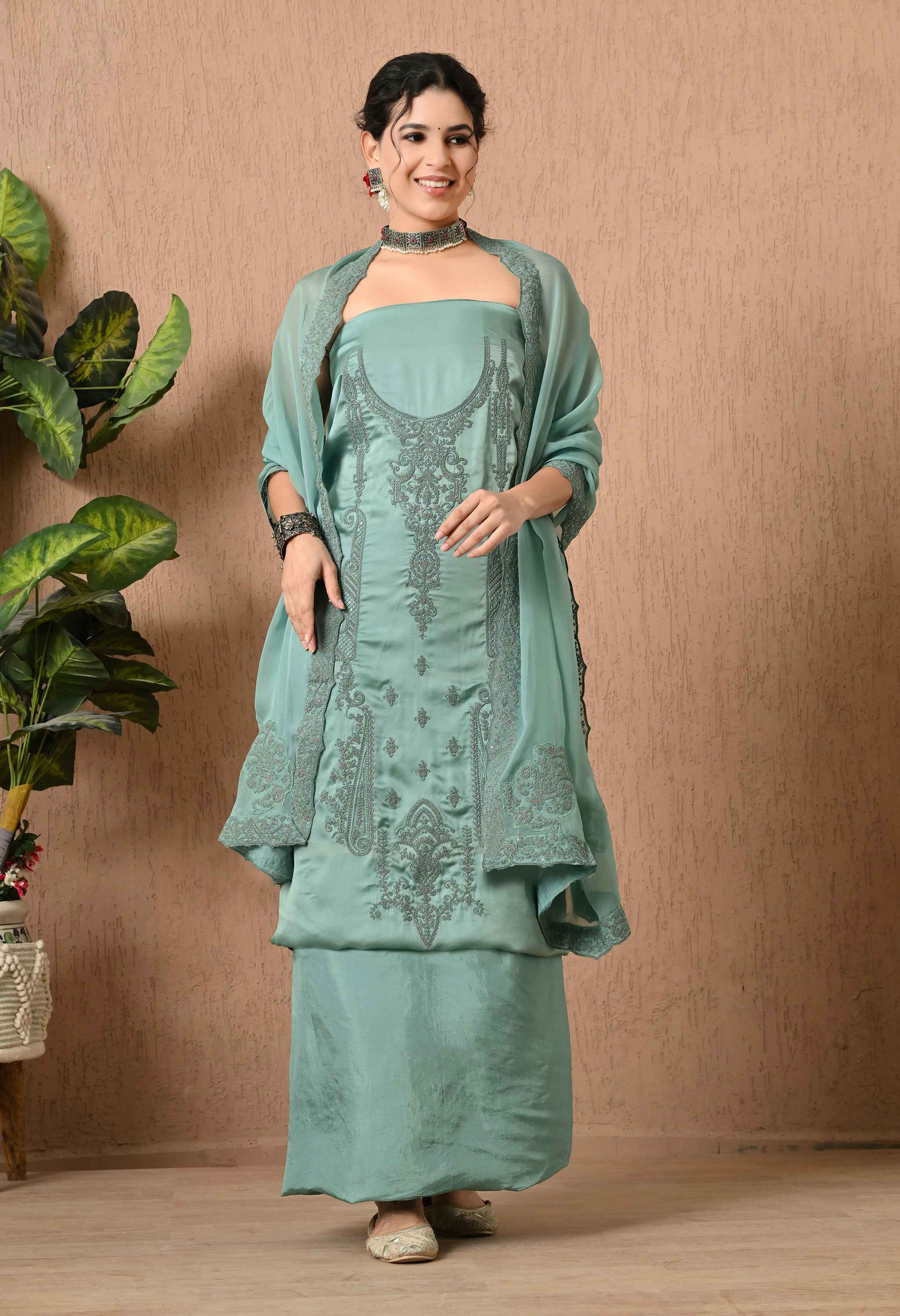 Organza satin suit sets