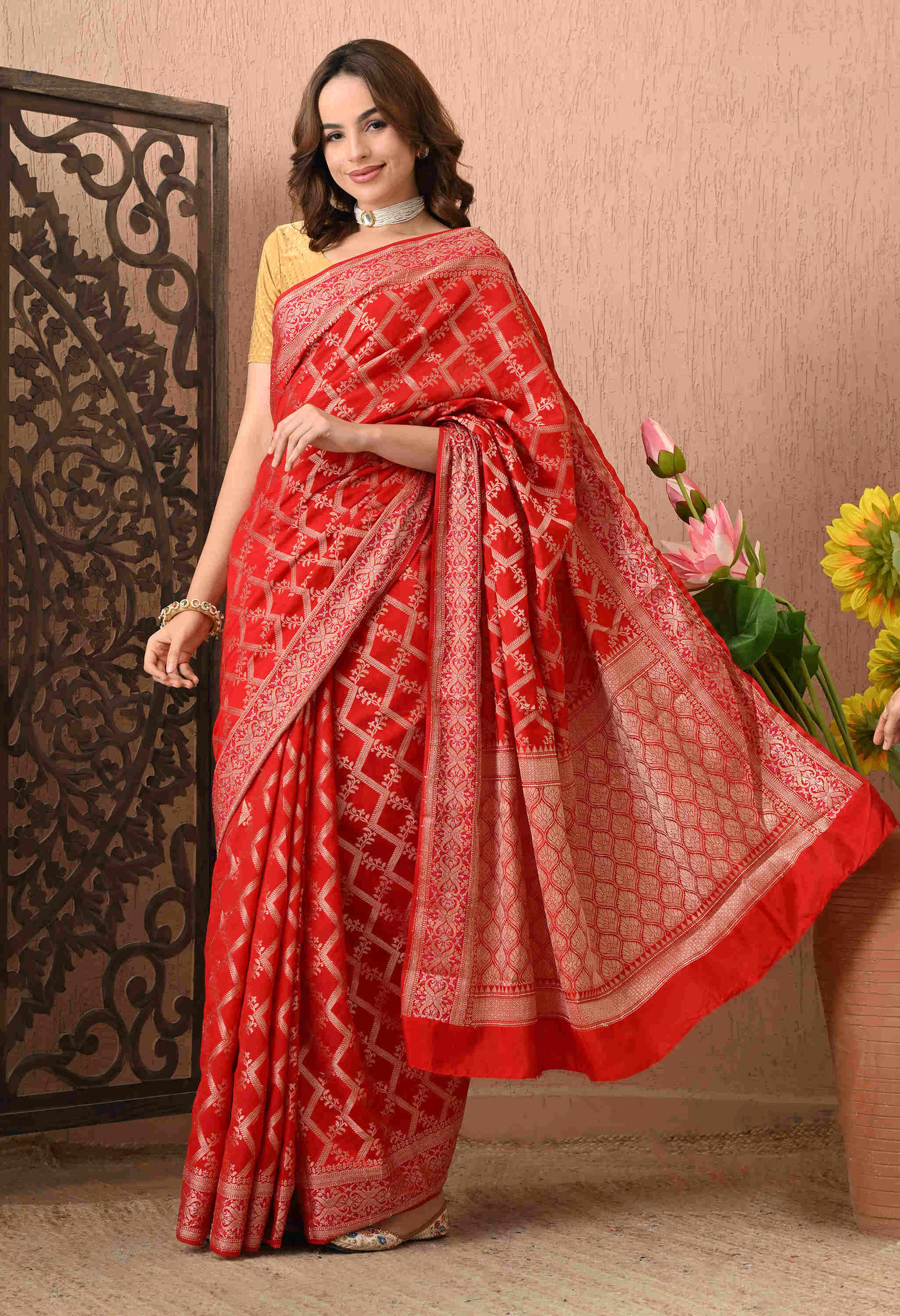 Best Party Wear Red Silk Saree
