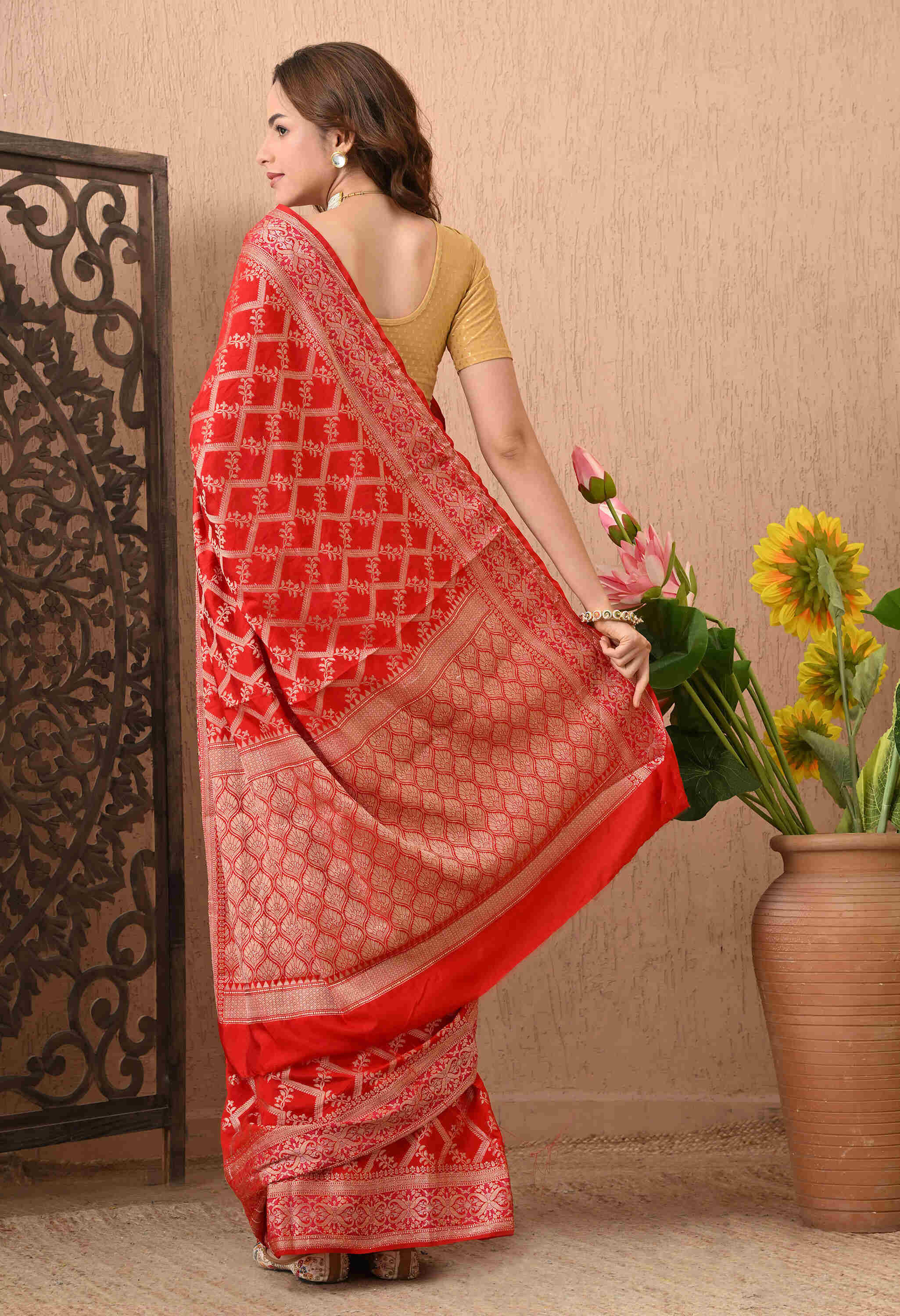 Best Party Wear Red Silk Saree