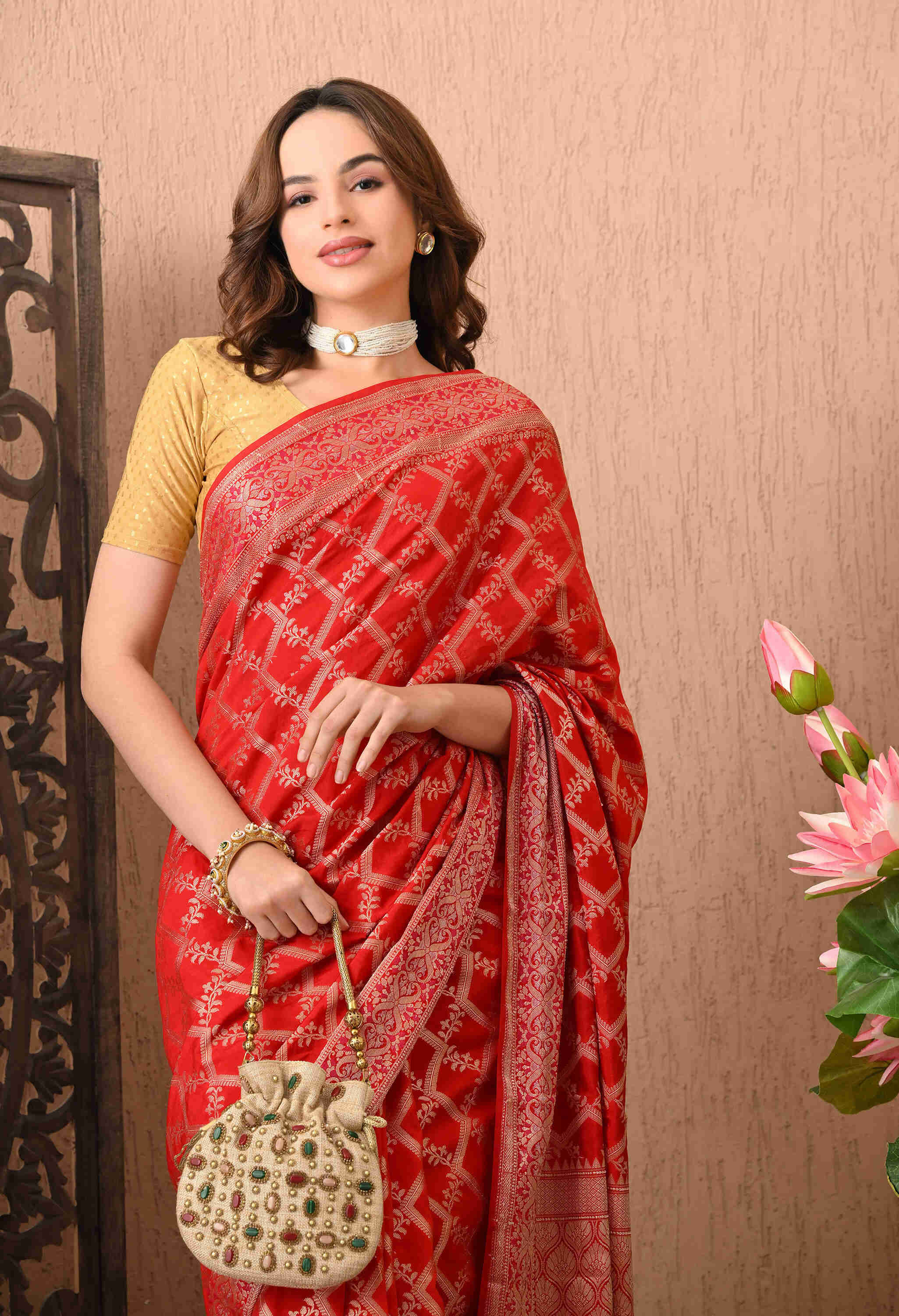 Best Party Wear Red Silk Saree