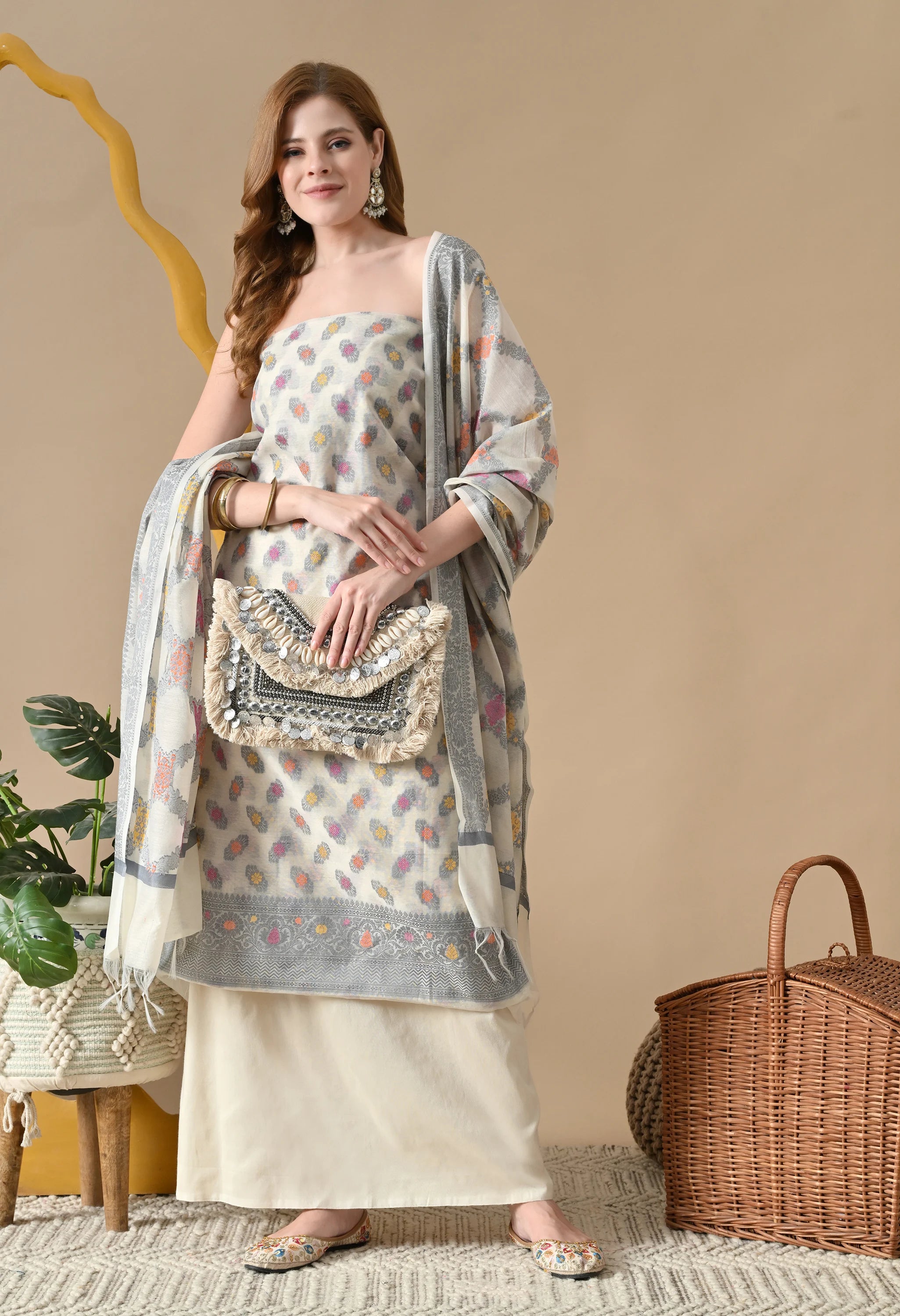 Party wear Chanderi cotton suits online