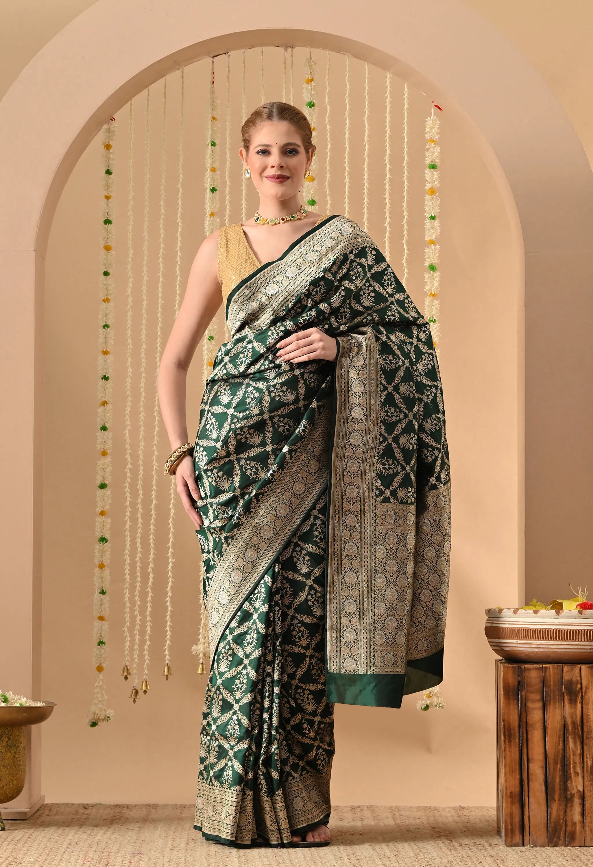party wear Banarasi silk saree