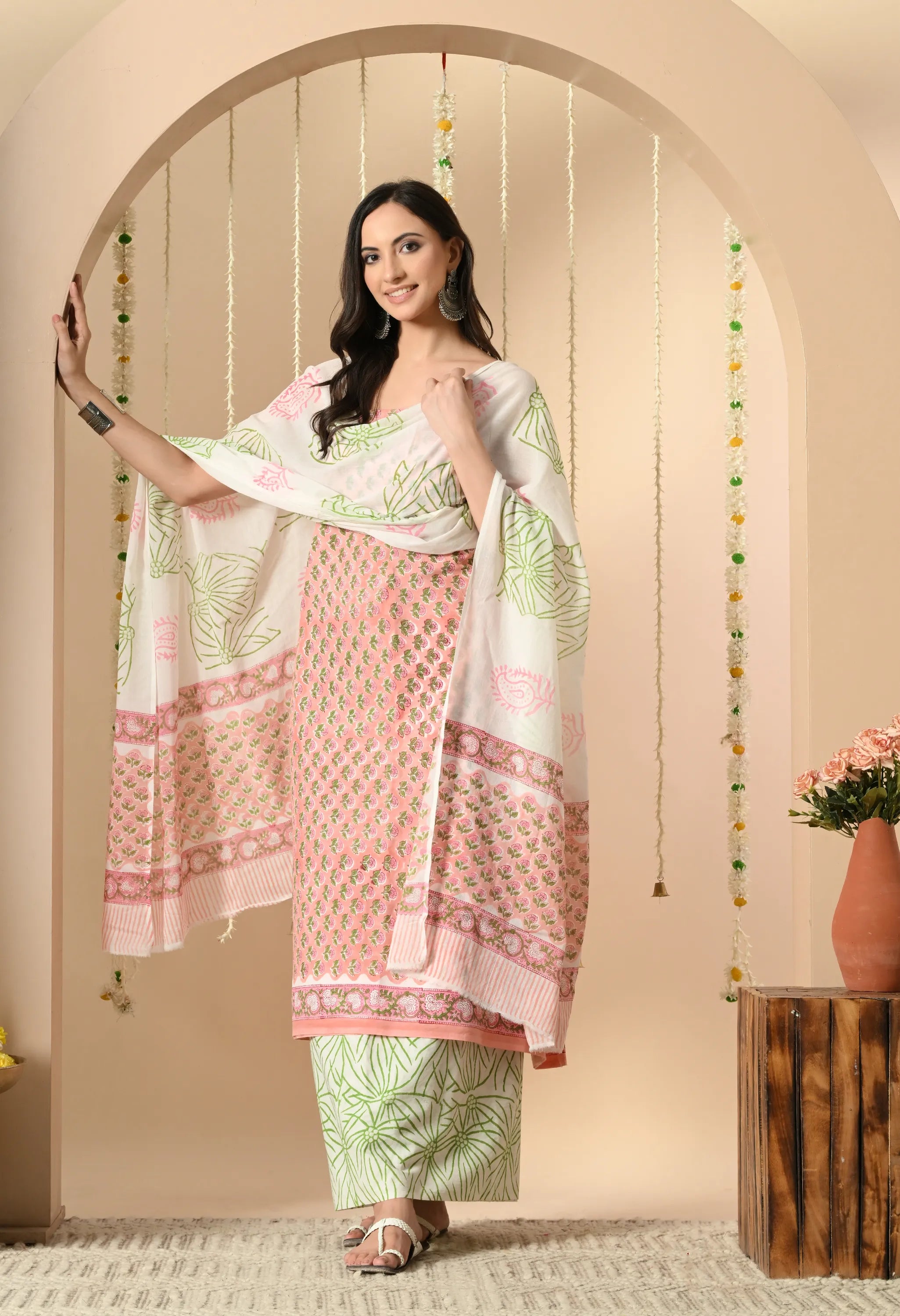 Pink Handblock salwar and Suit