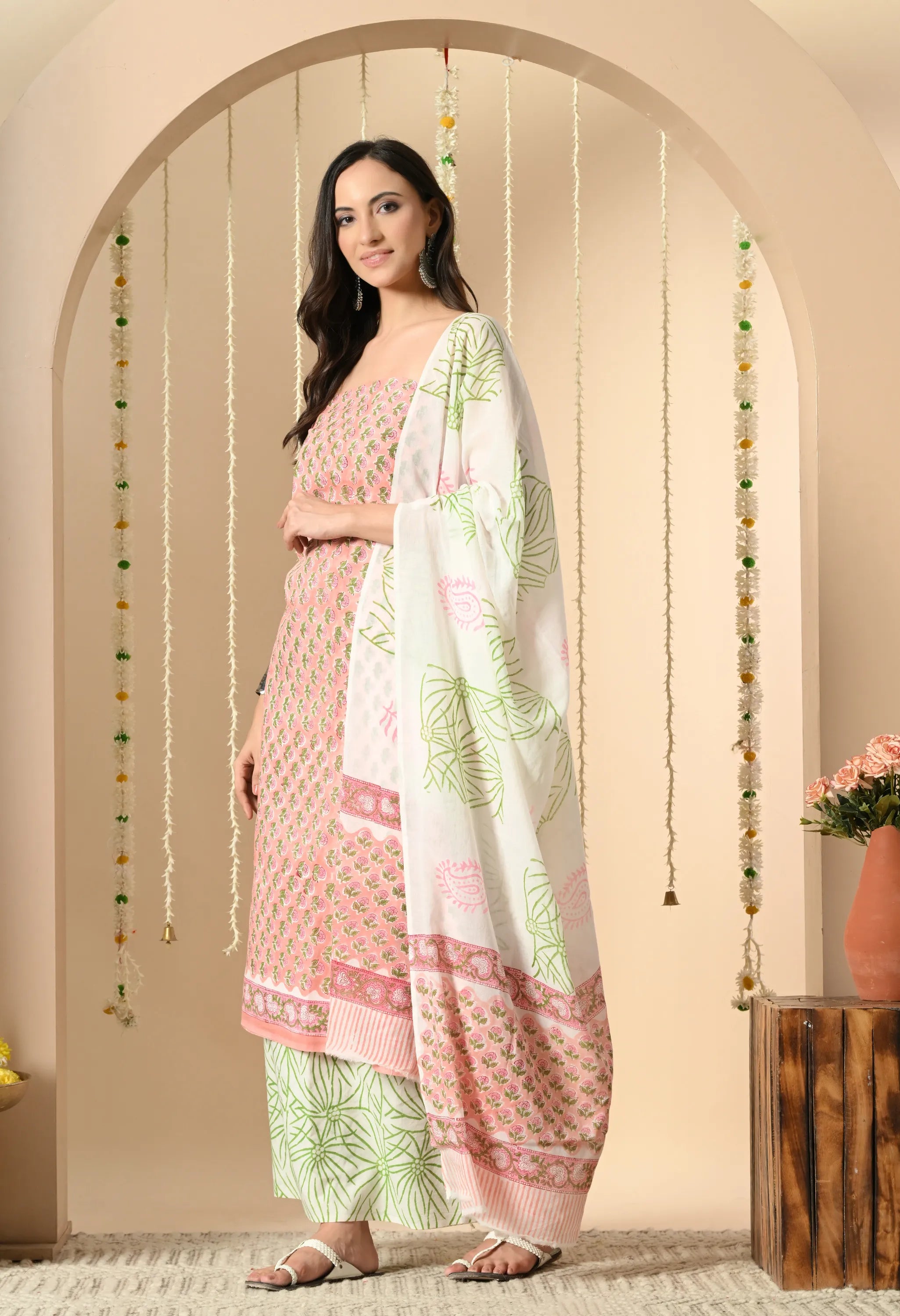 Pink Handblock salwar and Suit
