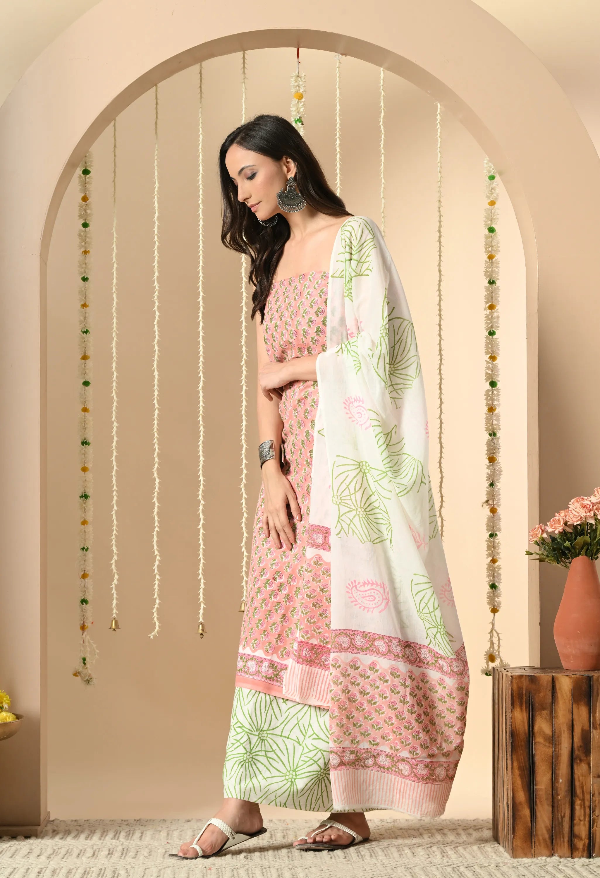Pink Handblock salwar and Suit