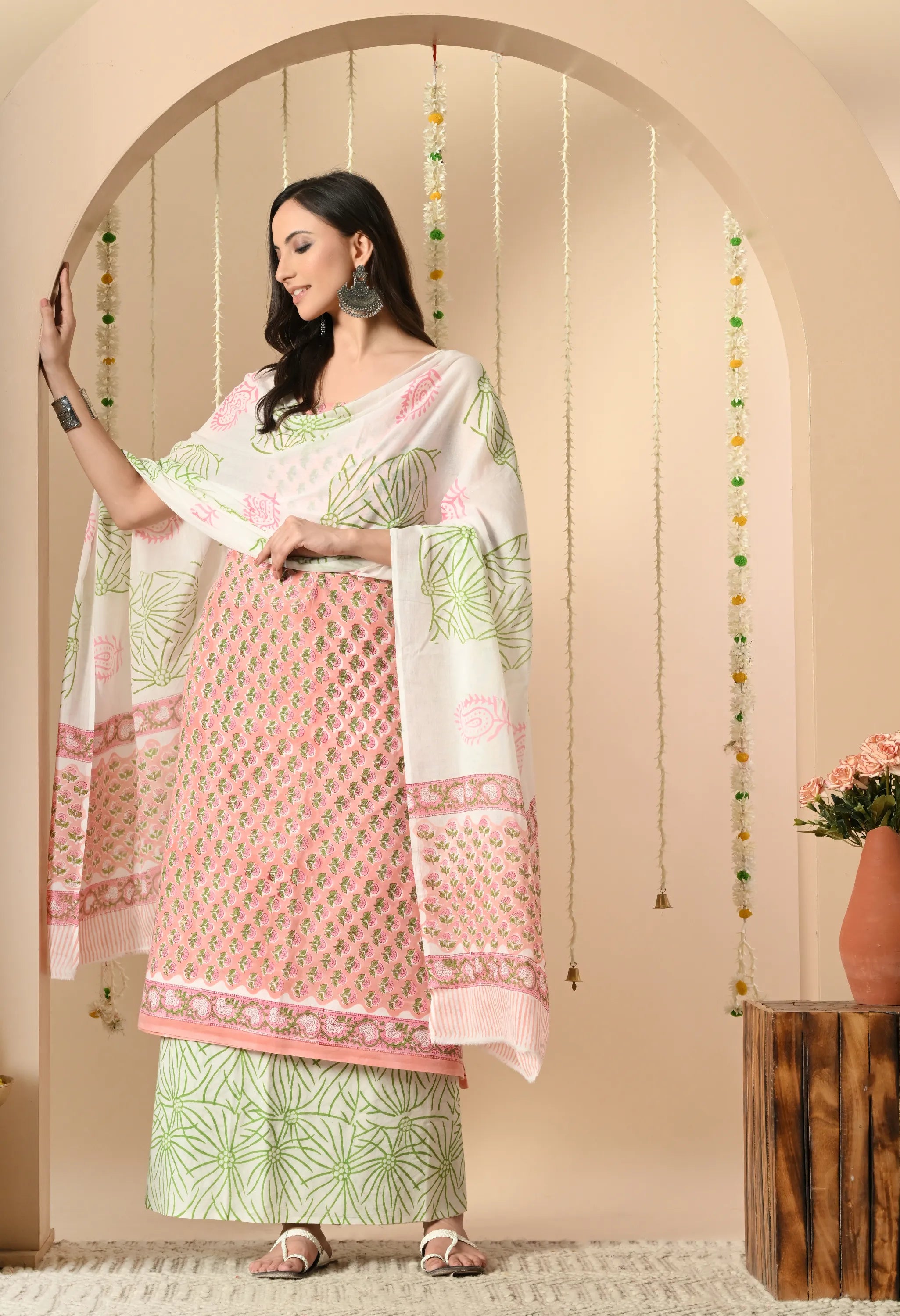 Pink Handblock salwar and Suit