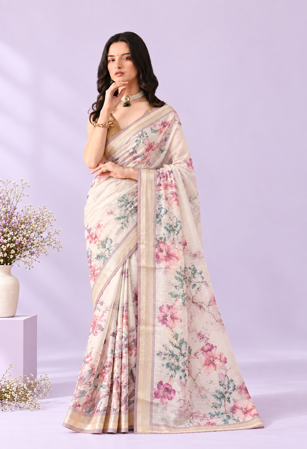 Pair it with a pastel pink blouse, delicate jewellery and elegant heels for a soft and sophisticated festive look.