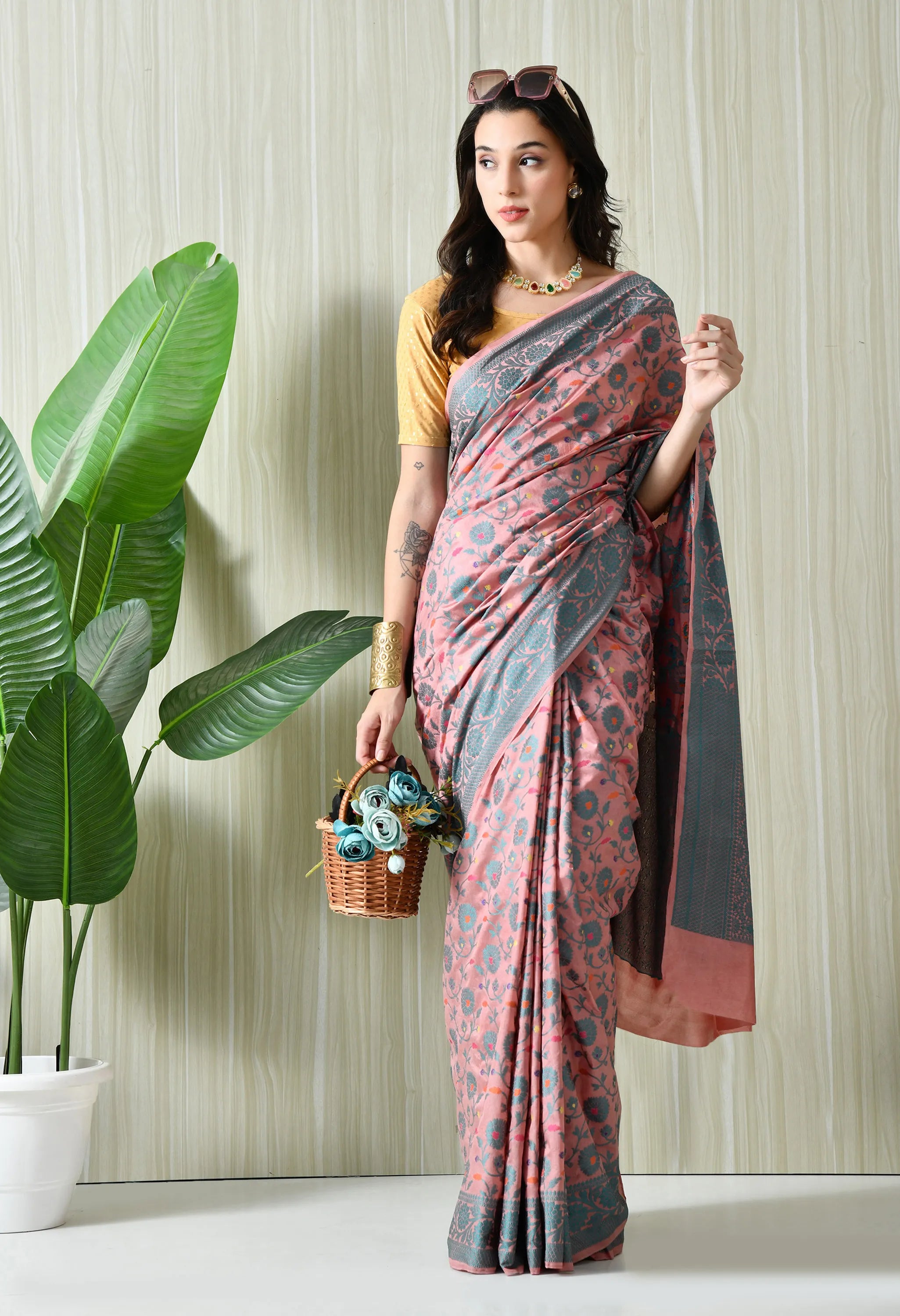Festive Wear Pink Silk Saree