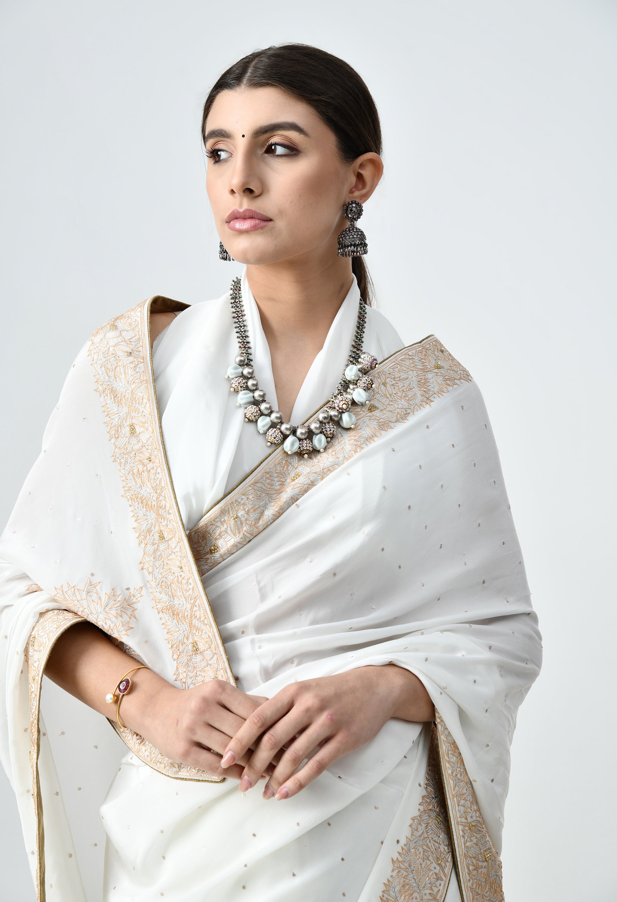 Pure Crepe Embroidered Saree
