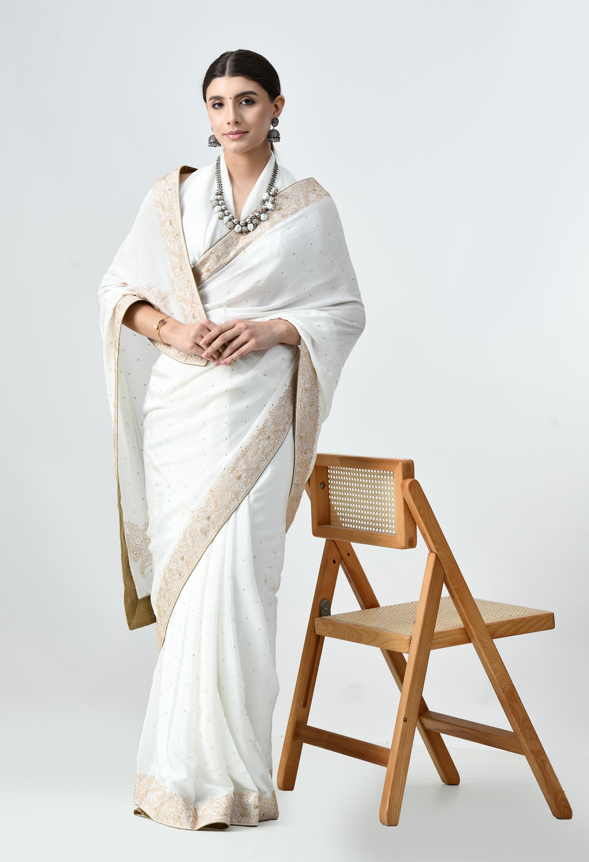 Pure Crepe Embroidered Saree