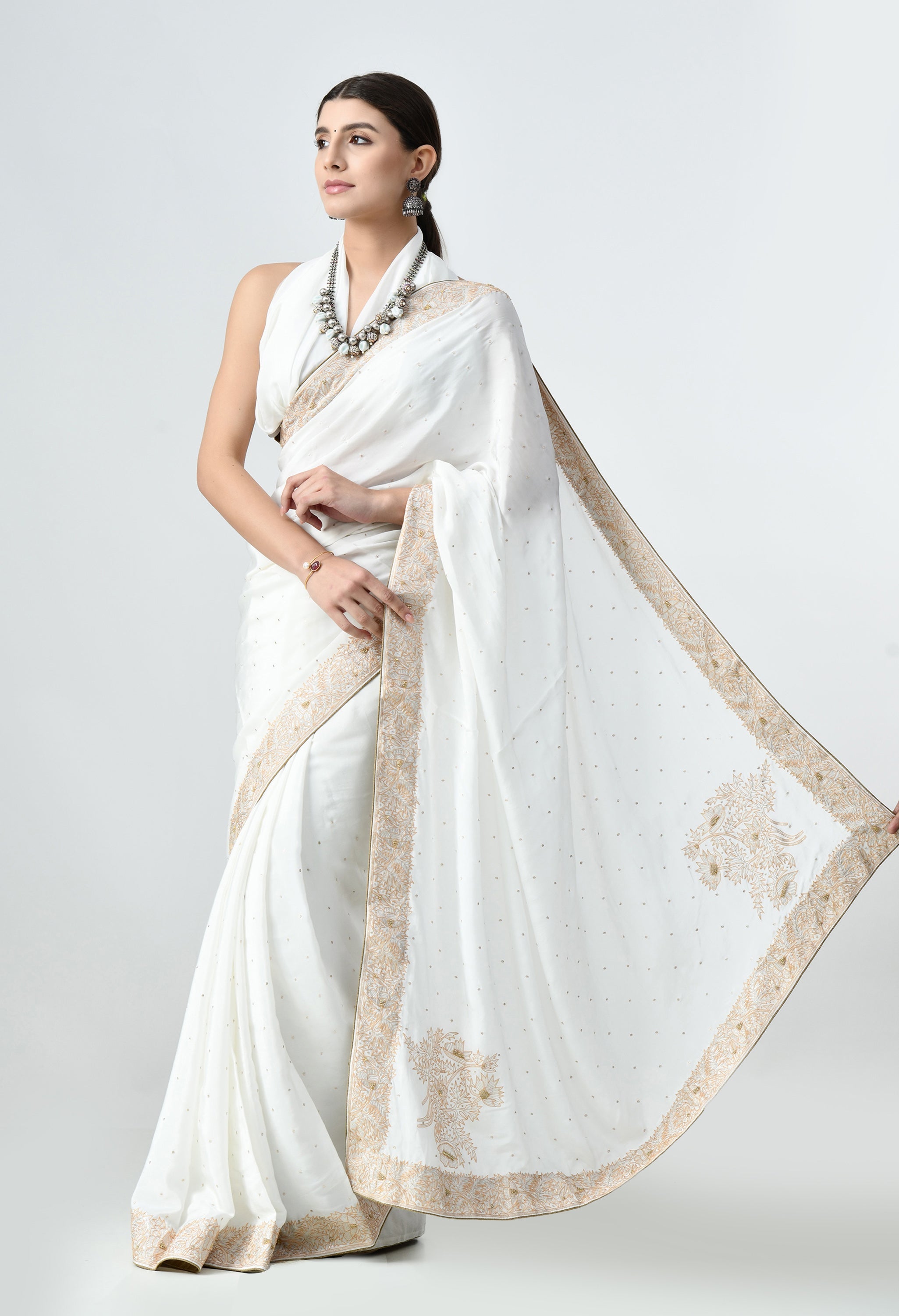 Pure Crepe Embroidered Saree
