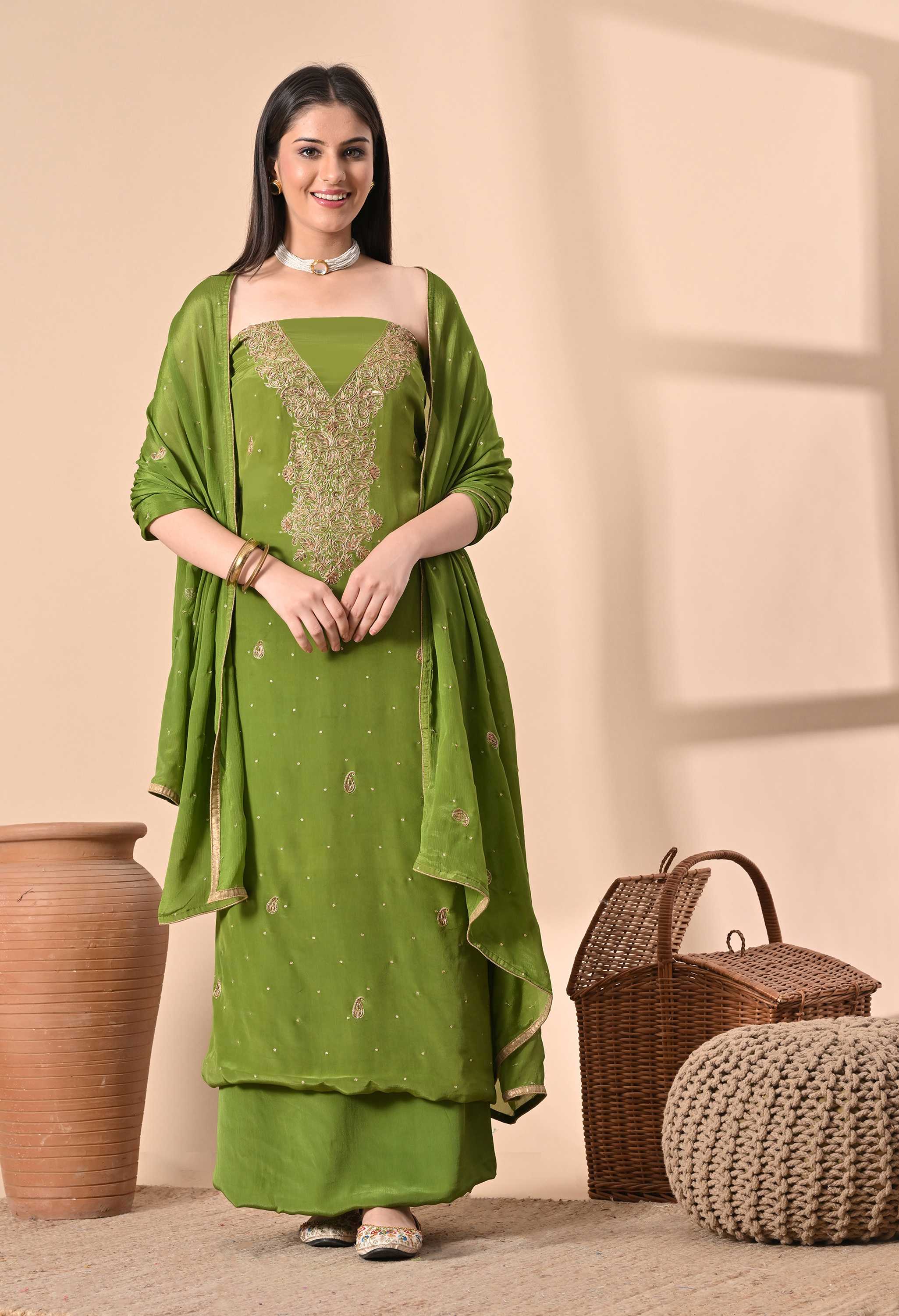 Pure Crepe handwork Suit Set