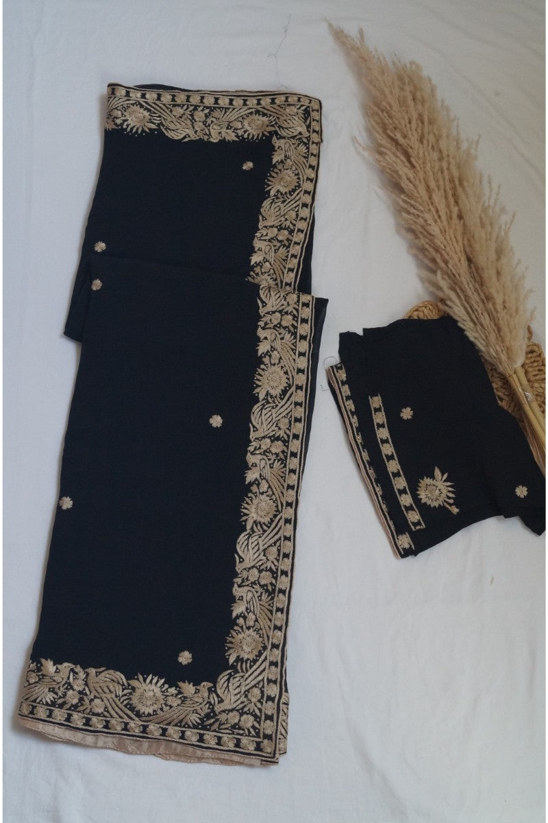 Georgette saree with embroidery