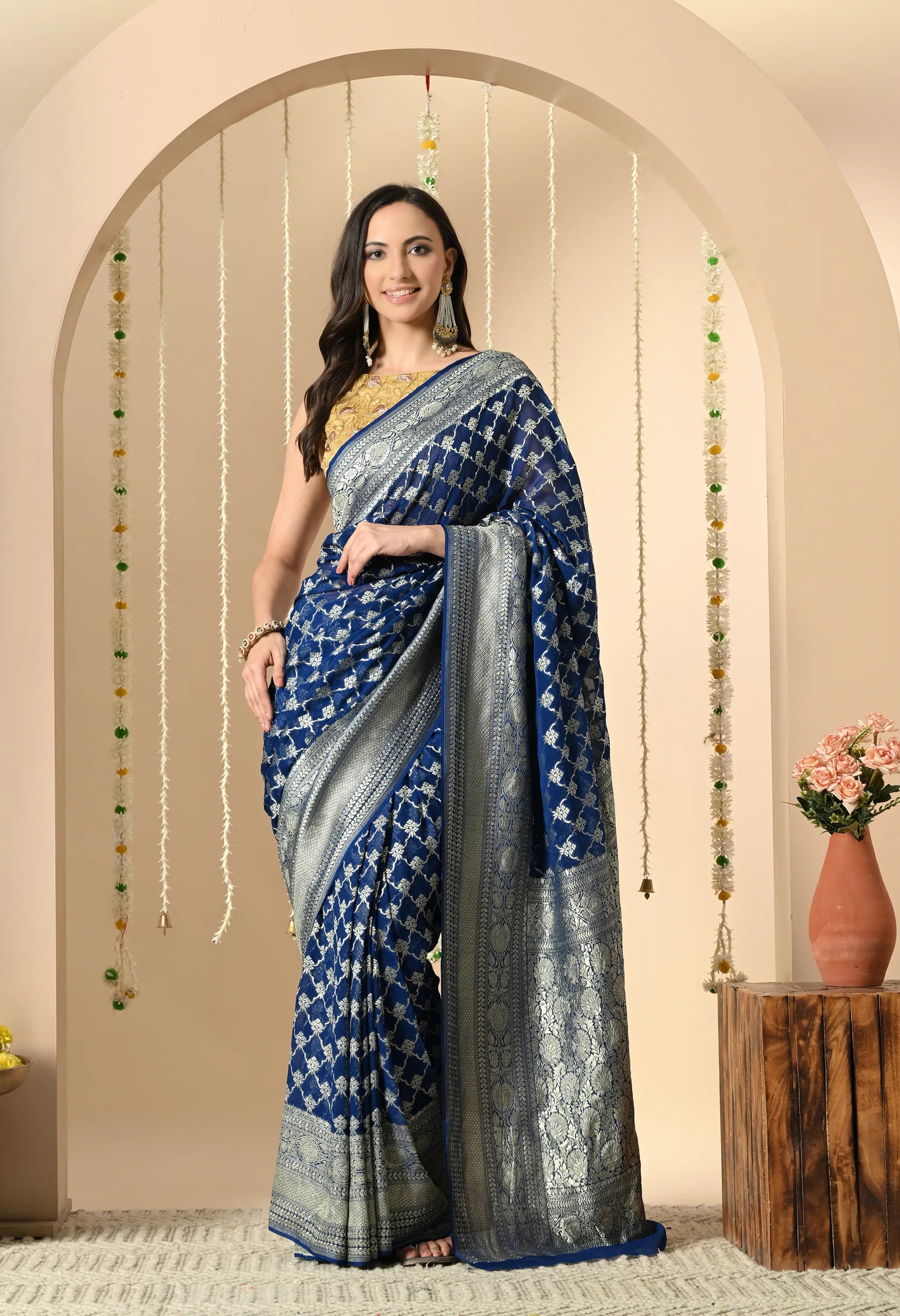 Pure Khadi Georgette Saree