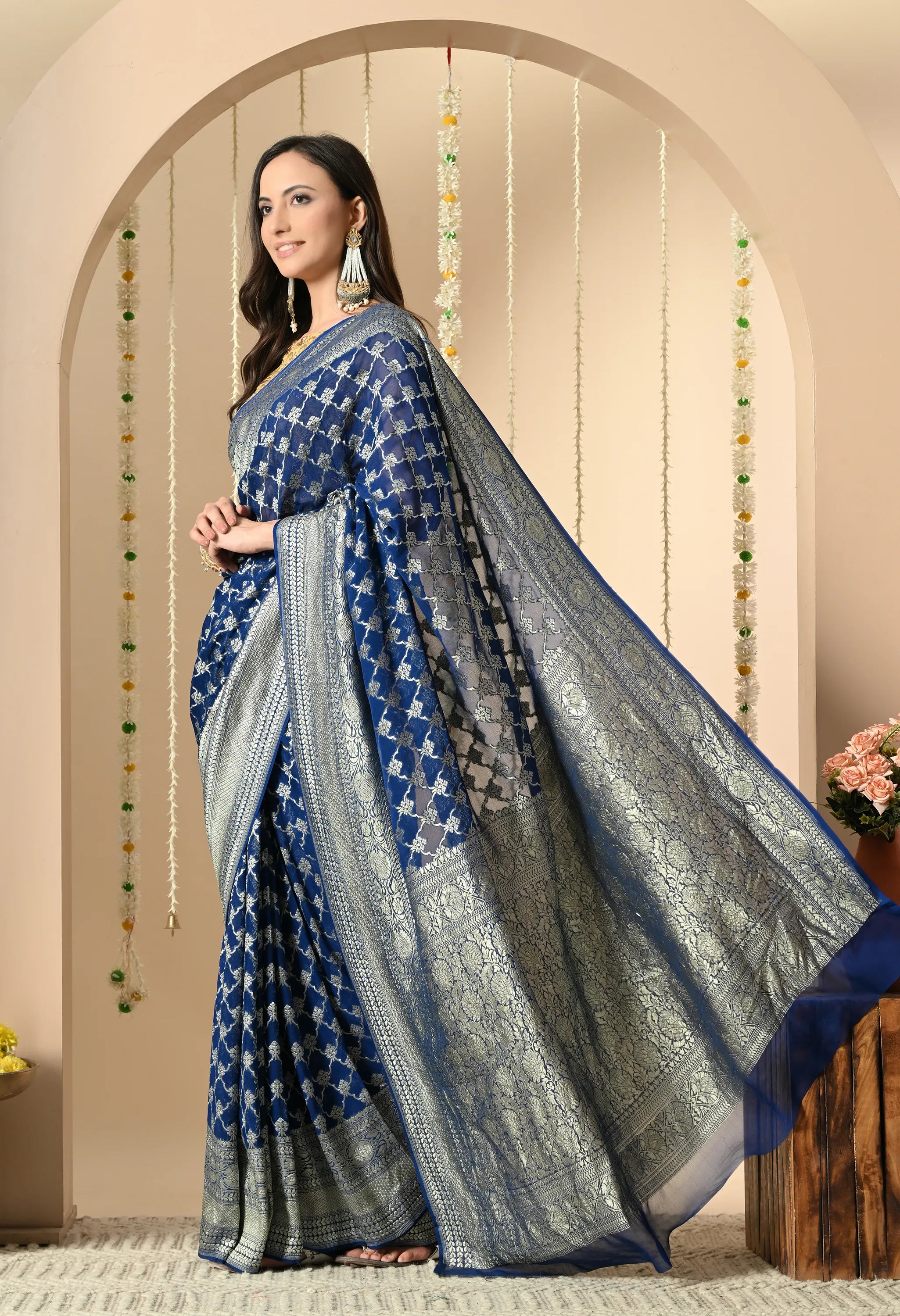 Pure Khadi Georgette Saree