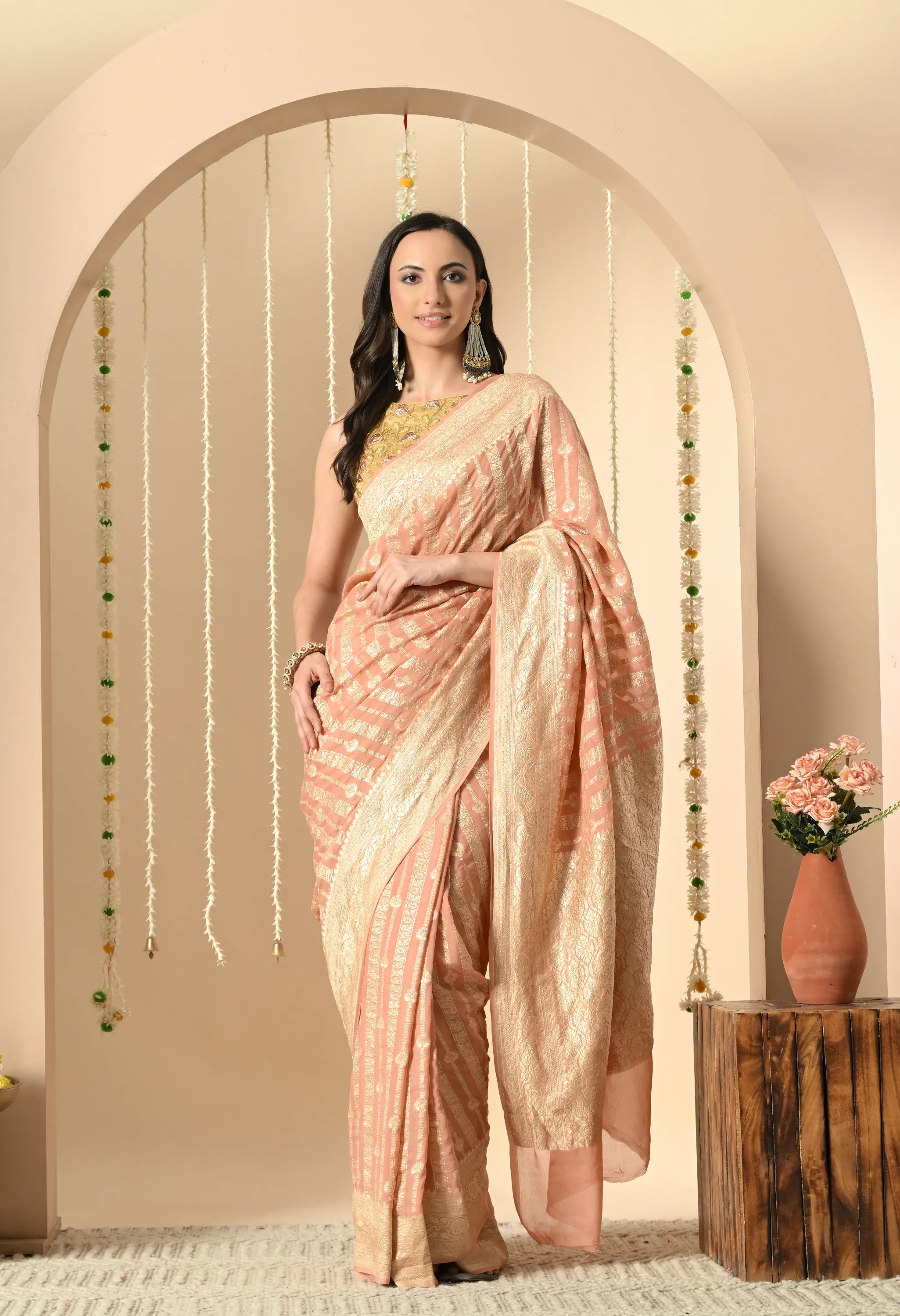 Pure georgette zari sarees