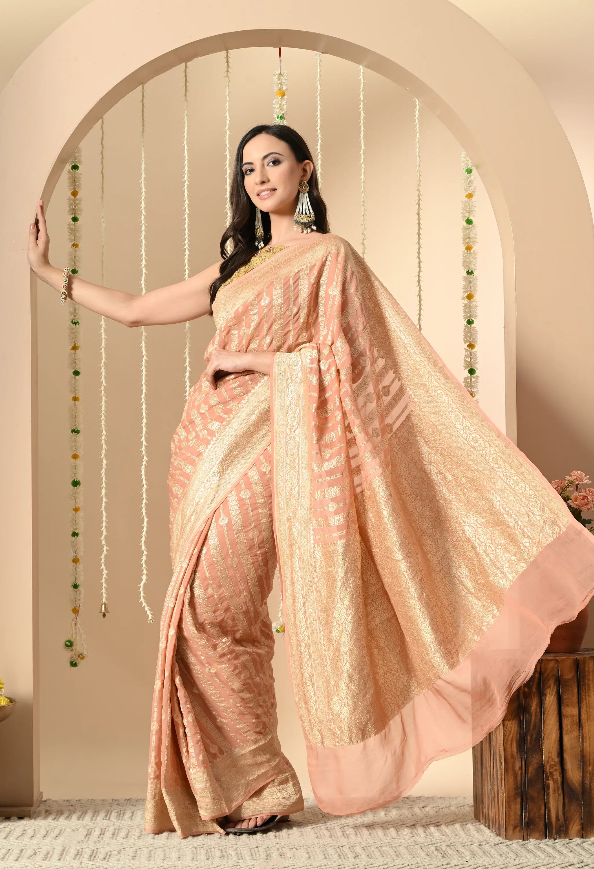 Pure georgette zari sarees