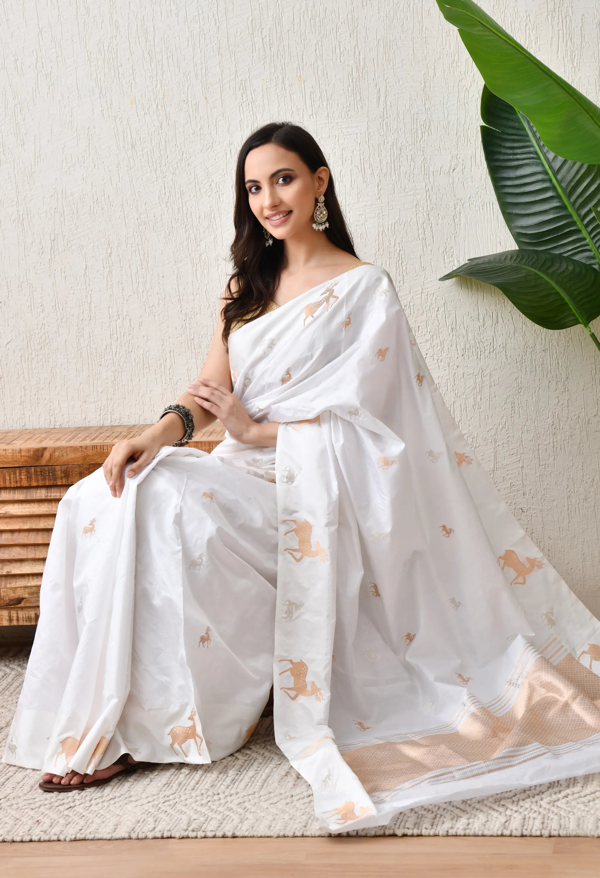 Pure katan Silk Handwoven Saree