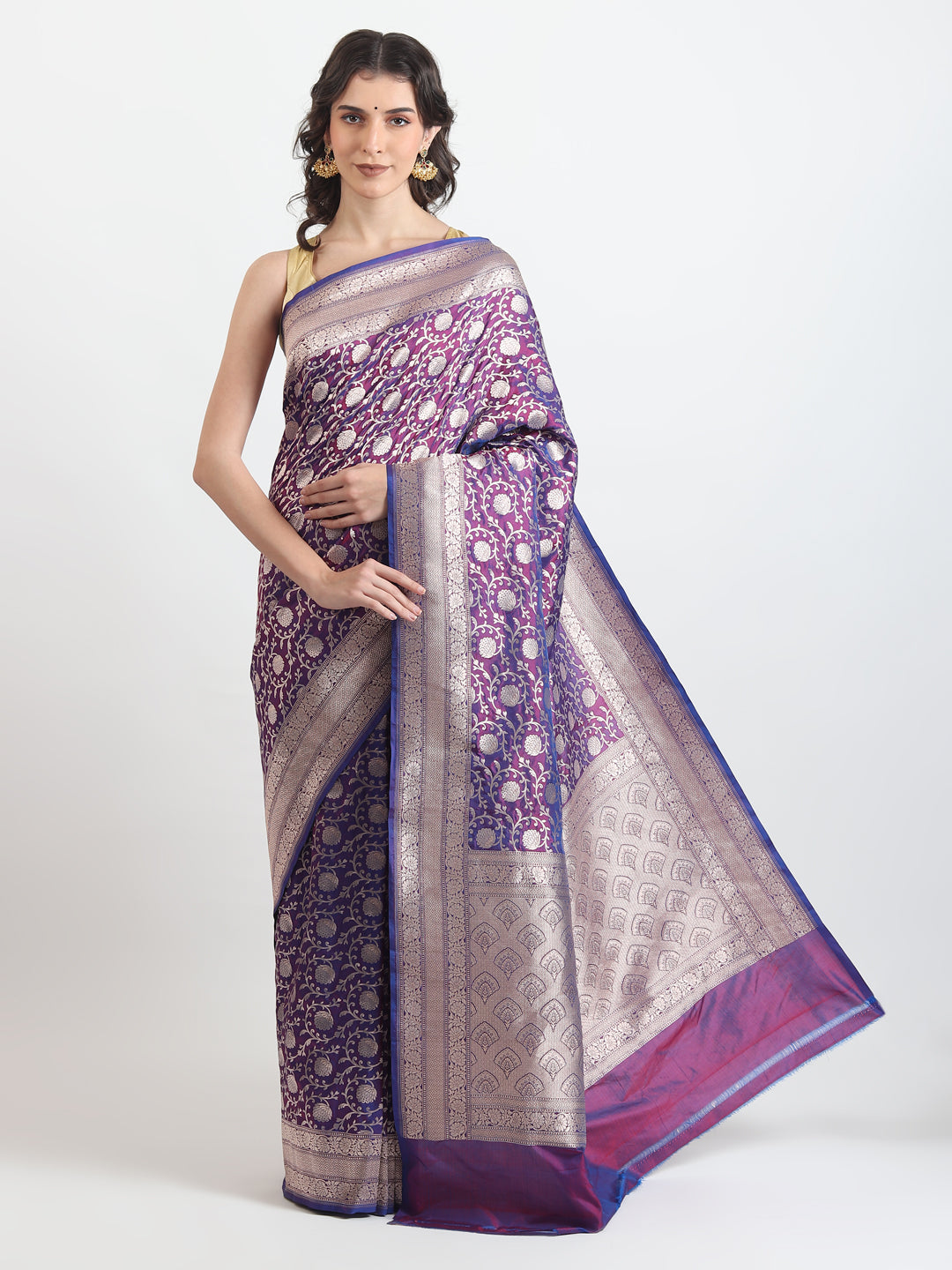 Purple Katan Silk Saree