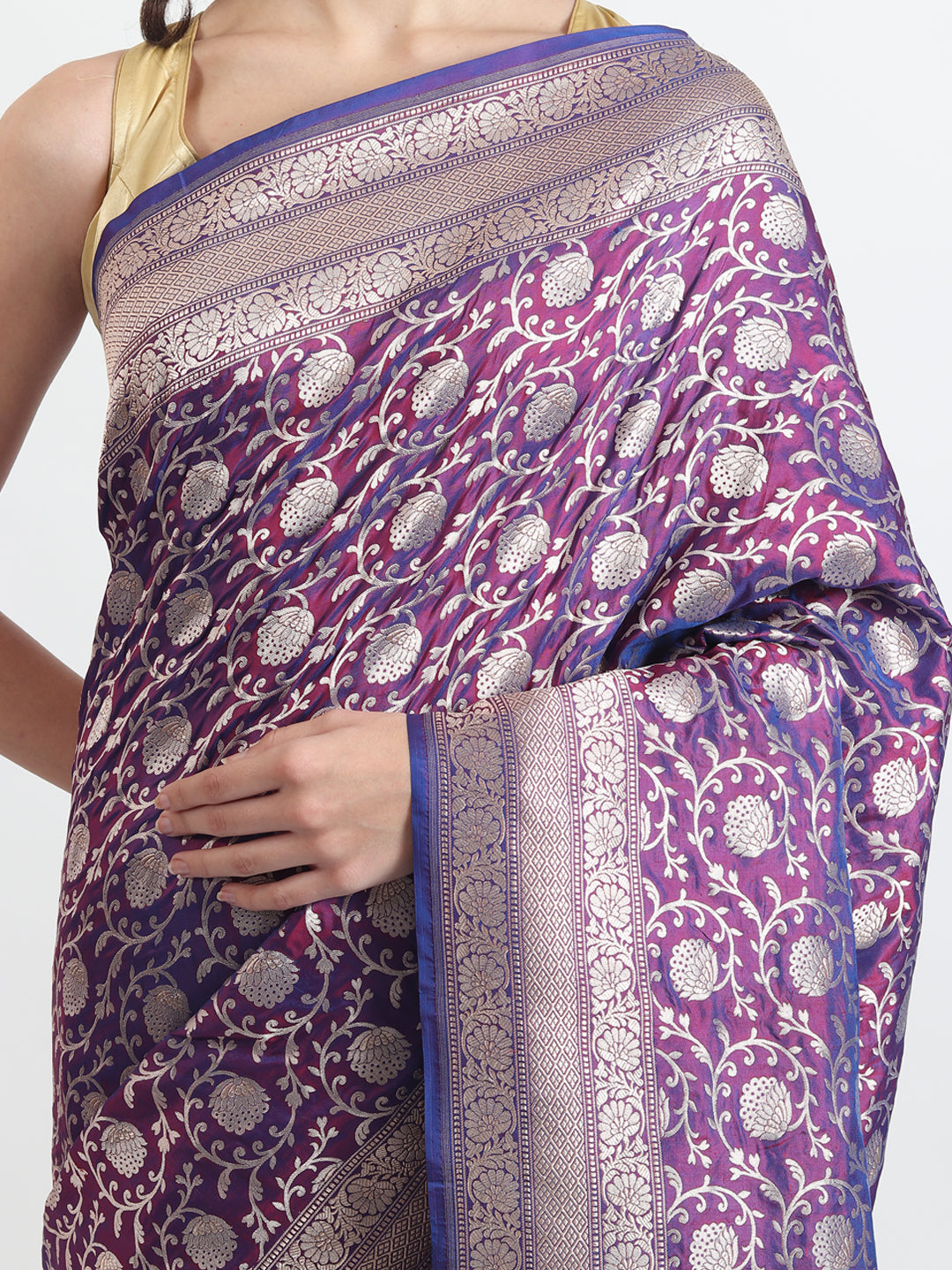 Purple Katan Silk Saree