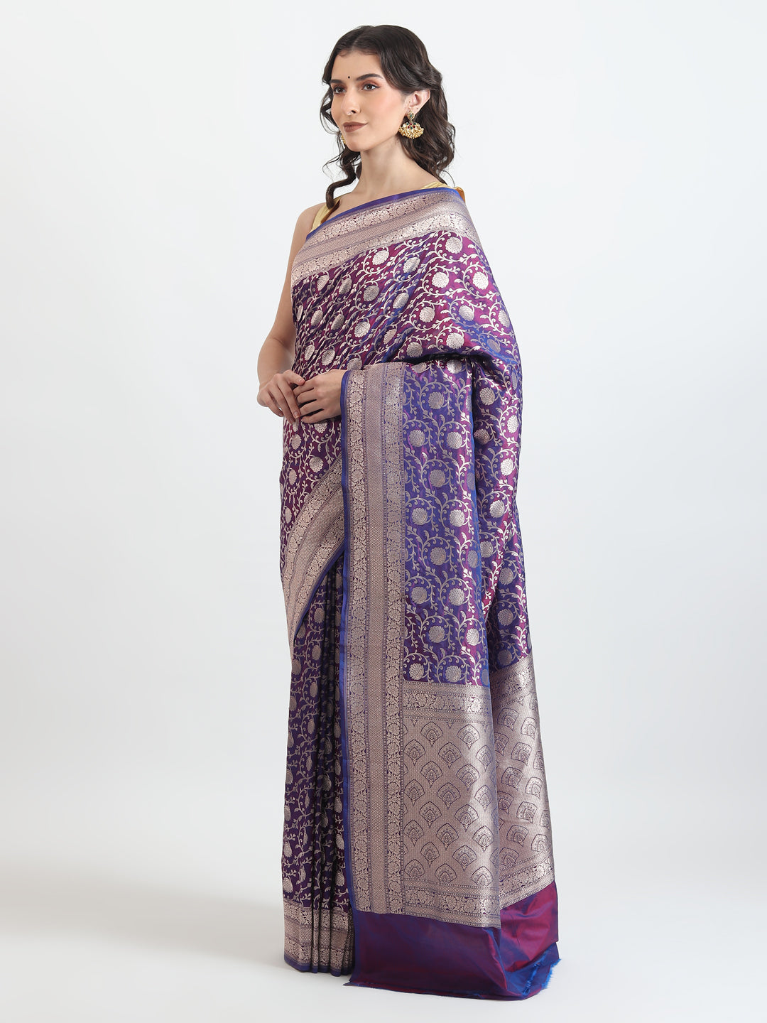 Purple Katan Silk Saree