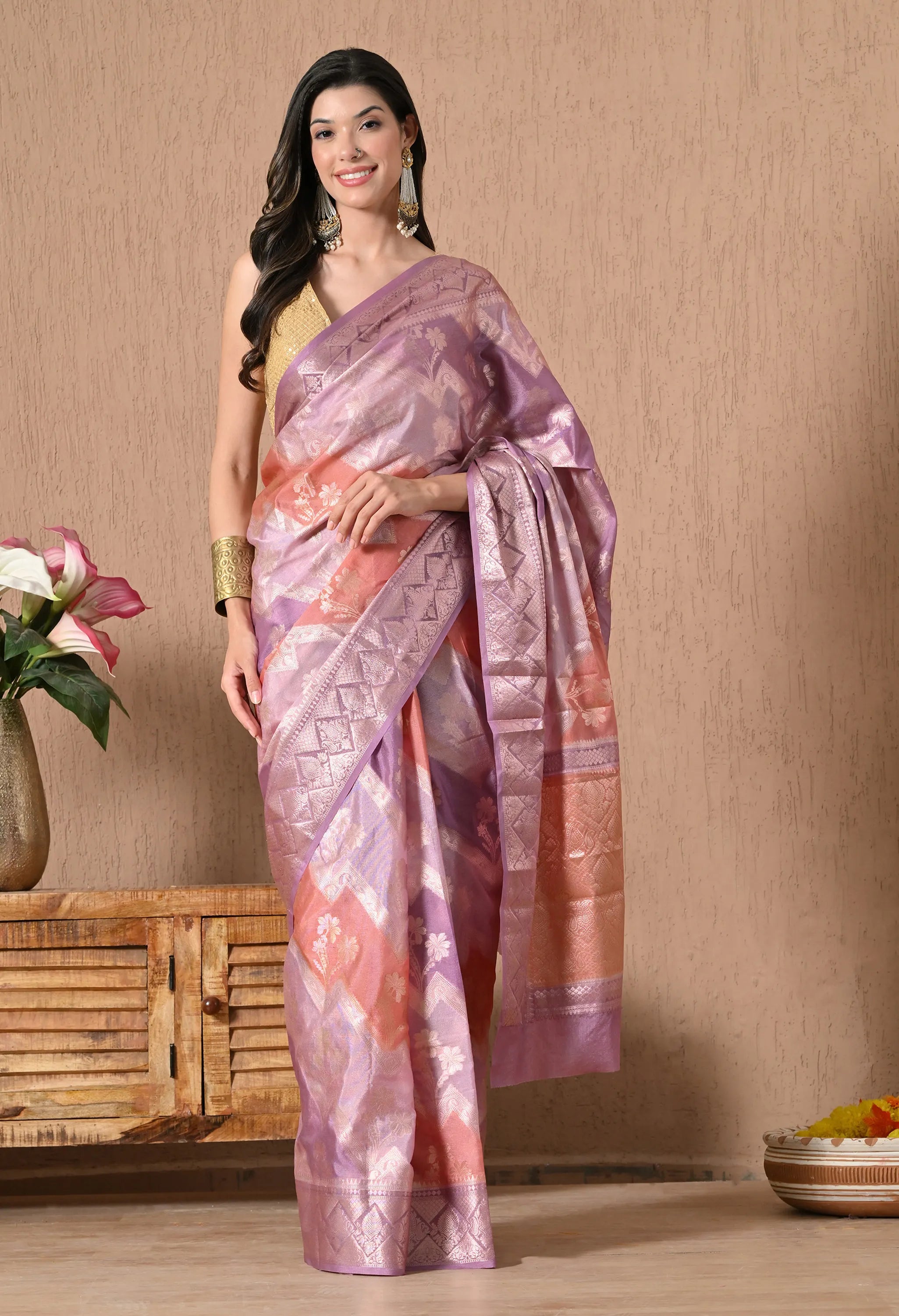 Purple rangkat silk saree