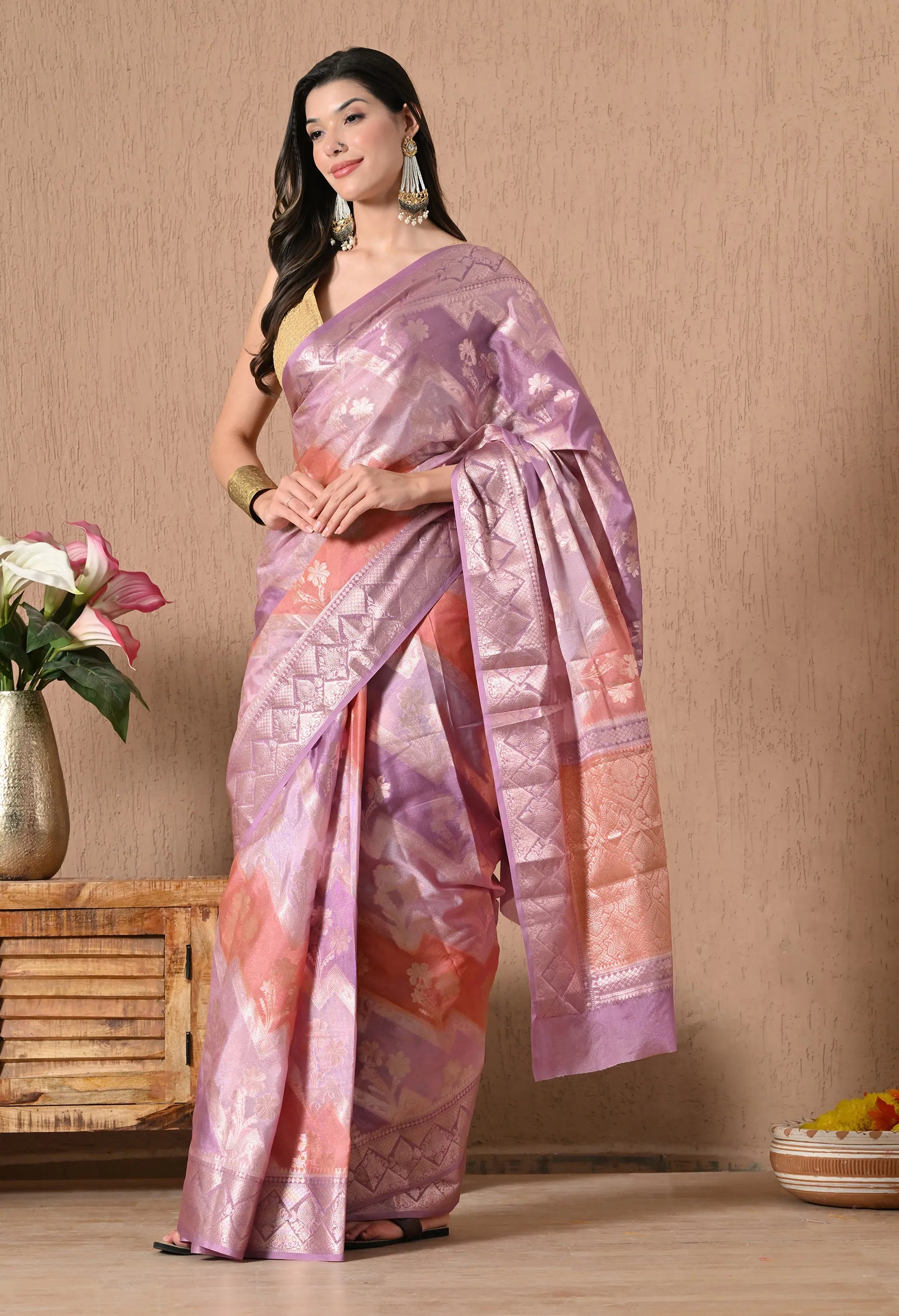 Purple rangkat silk saree