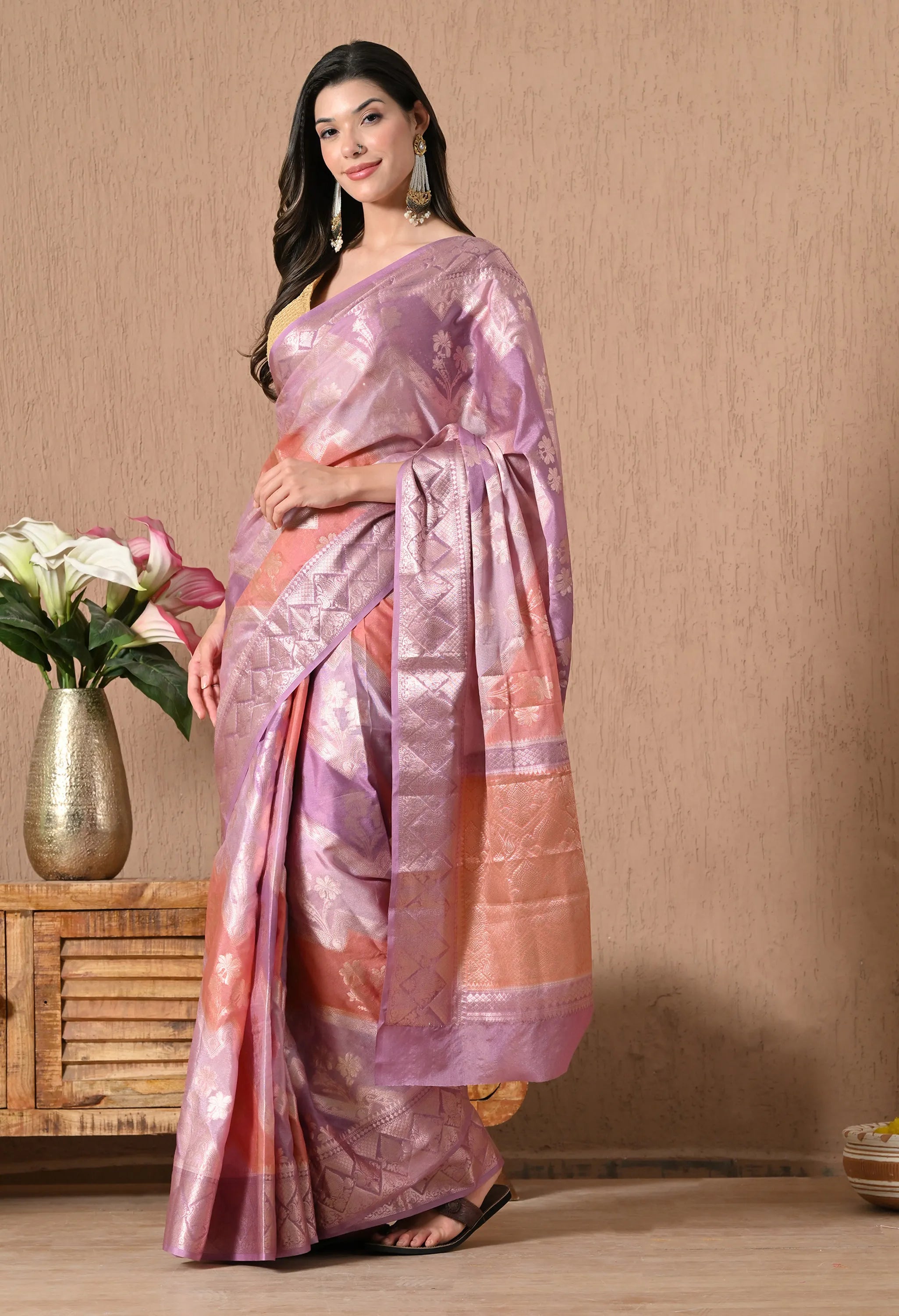Purple rangkat silk saree