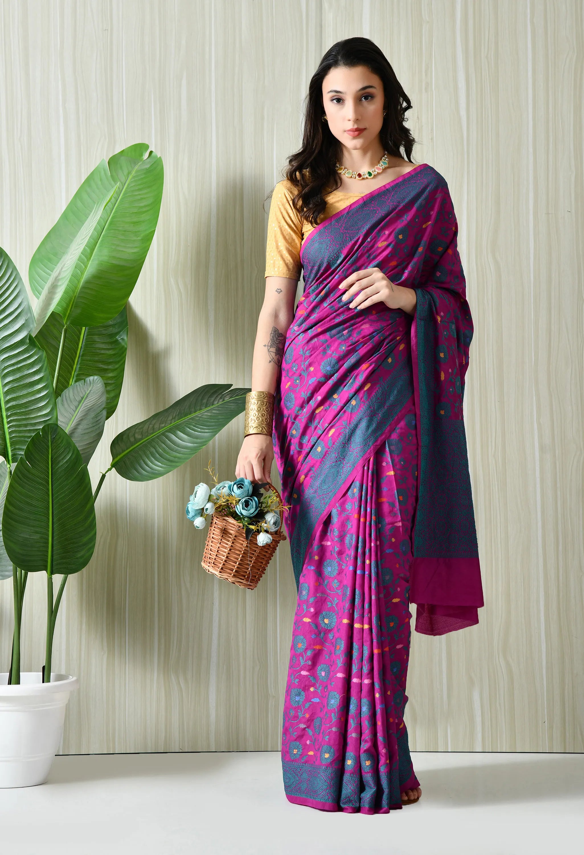 Purple silk saree Online