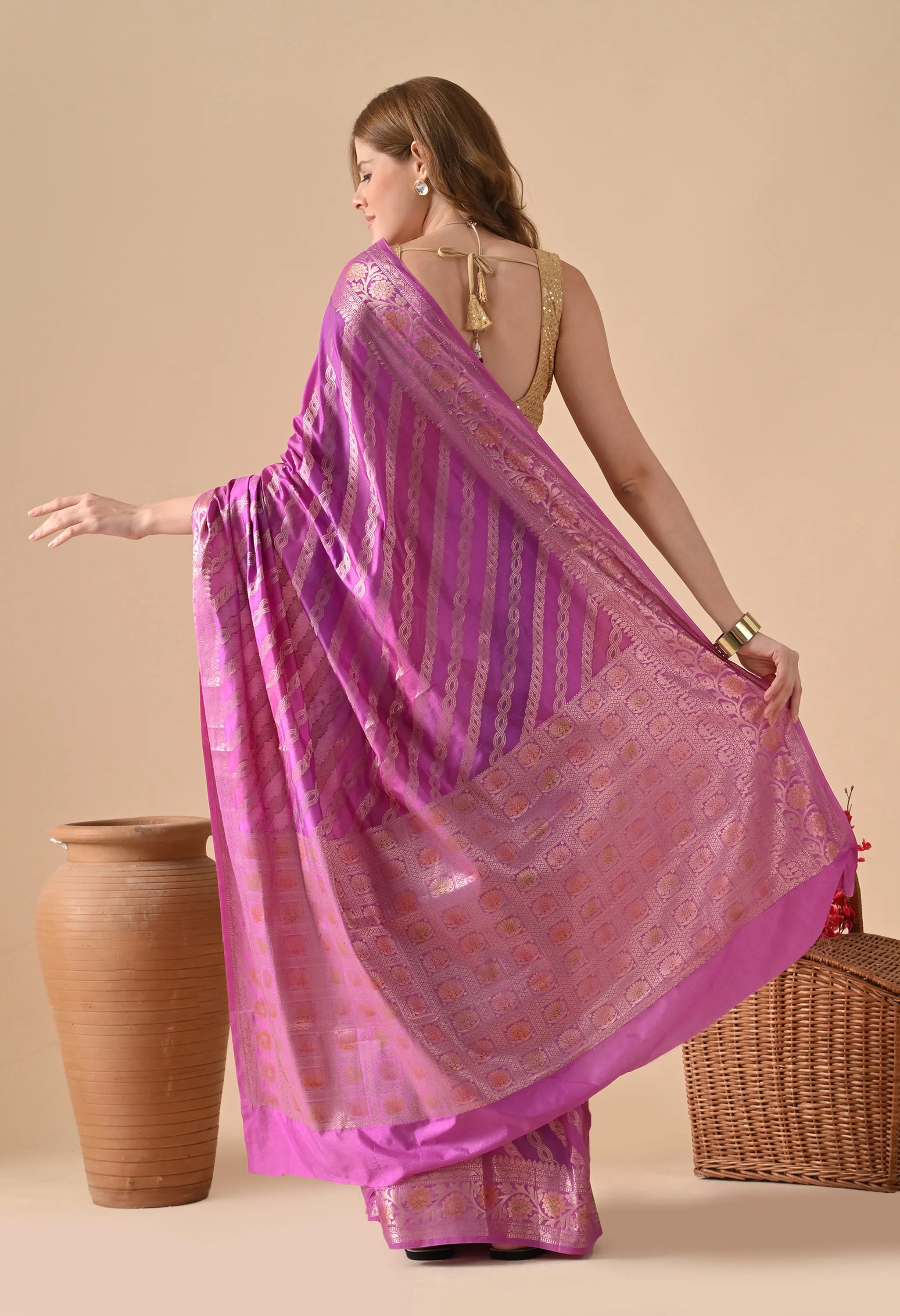 Rangkat Purple Silk Saree