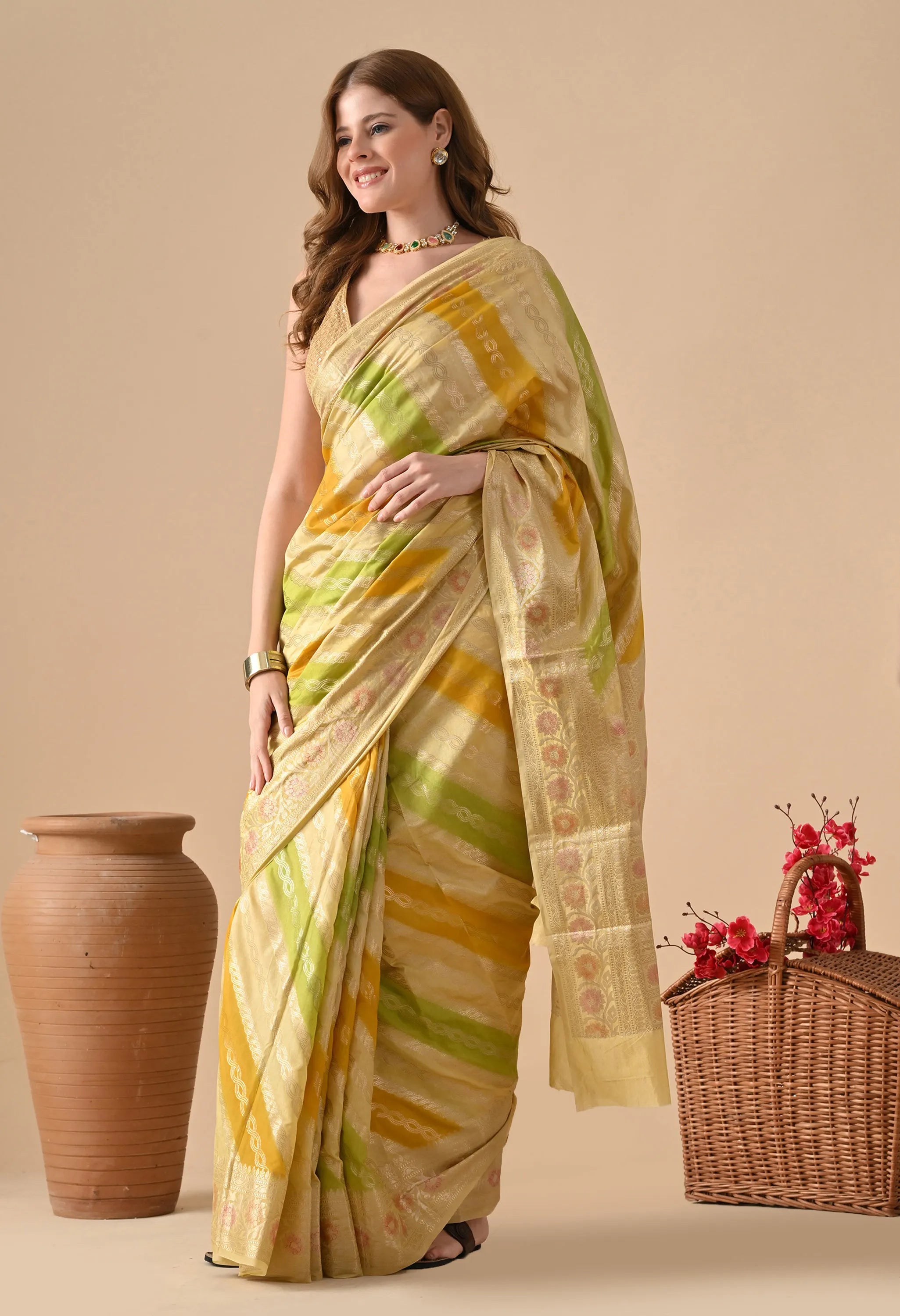 Multicolor Rangkat Silk Saree