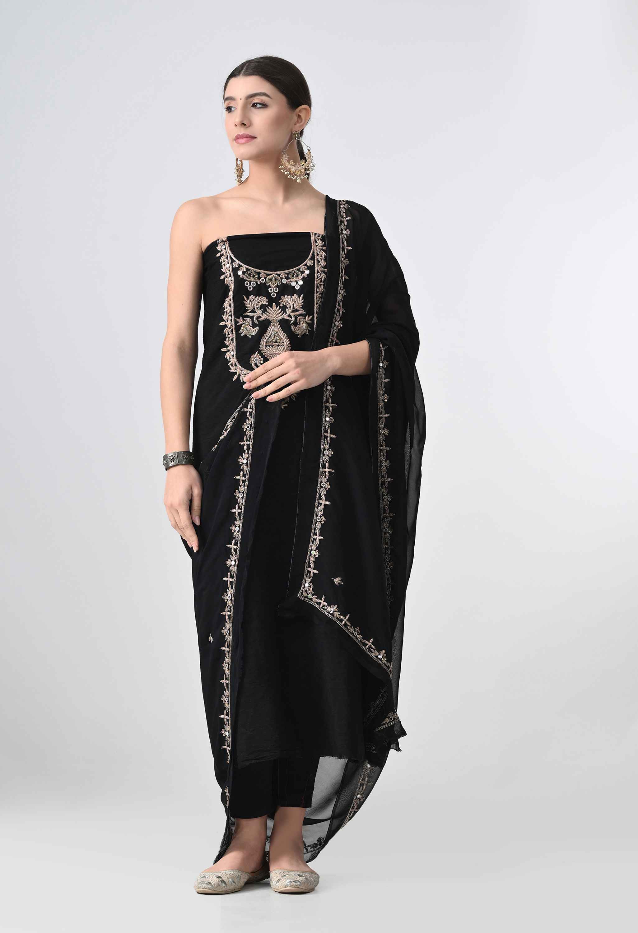 Raw silk salwar suit with dupatta
