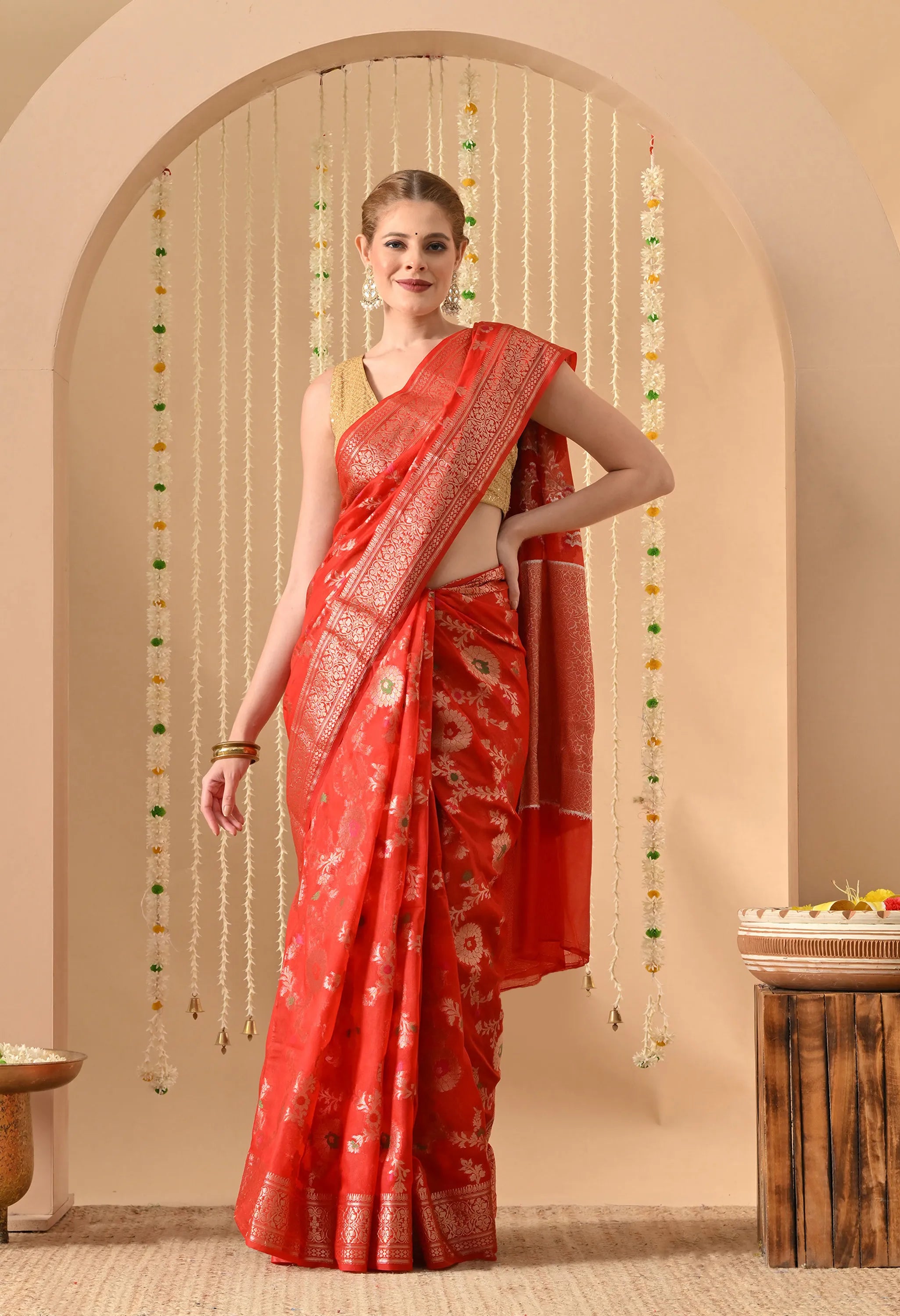 Red Silk Banarasi Saree