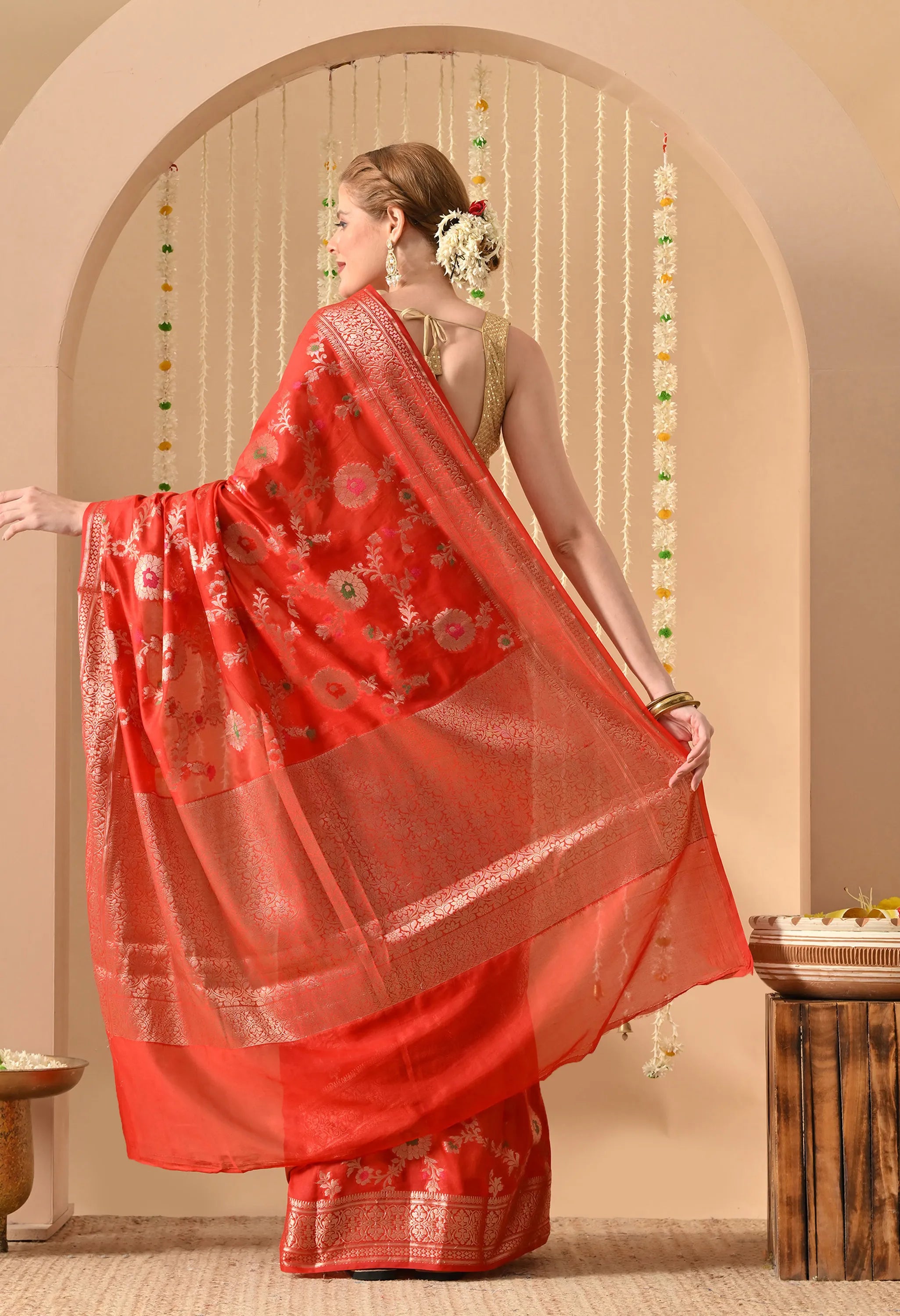 Red Silk Banarasi Saree